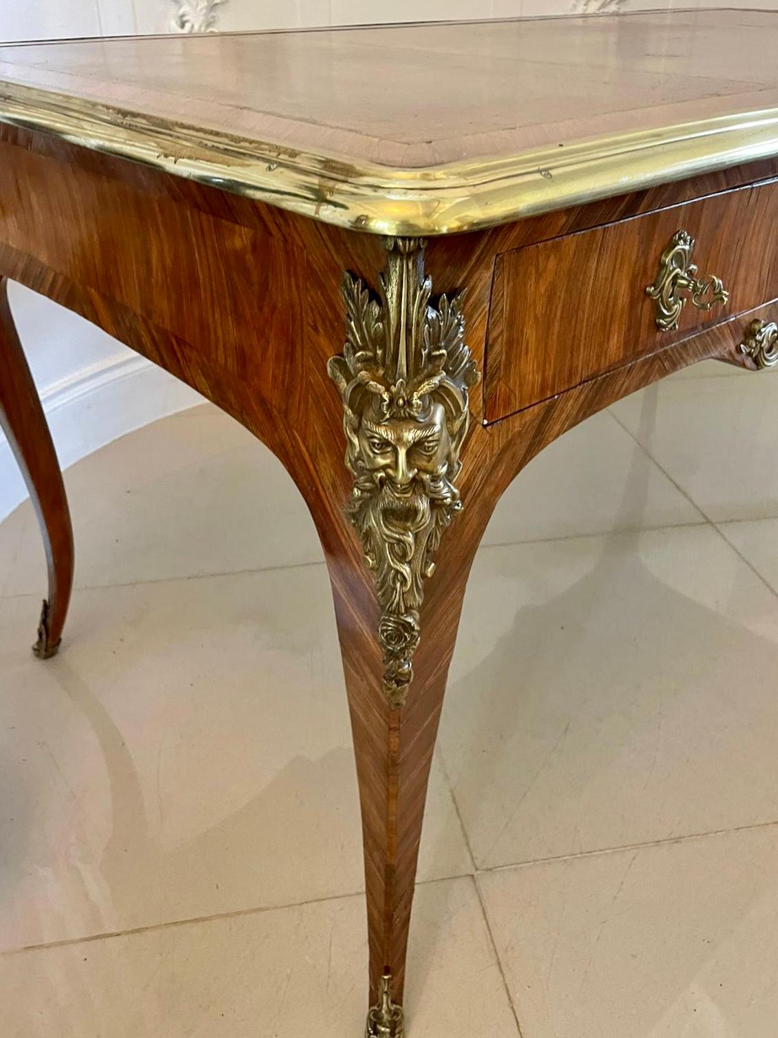 Large Antique Quality Kingwood Ornate Ormolu Mounted Partners Bureau Plat-Desk For Sale 8