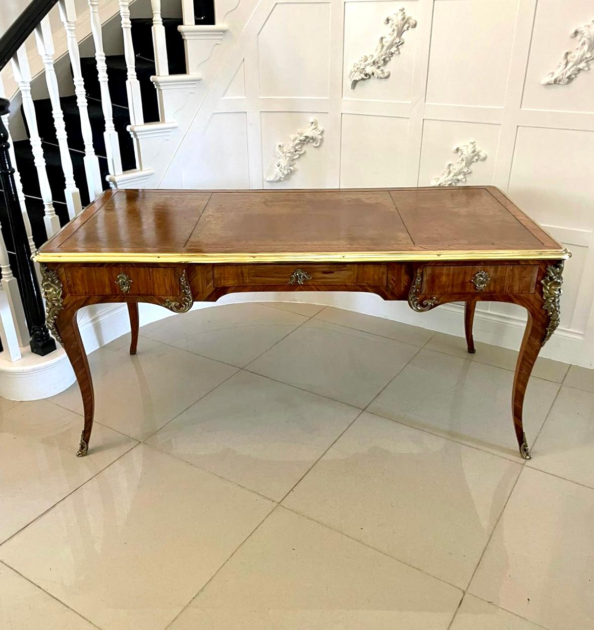 Large Antique Quality Kingwood Ornate Ormolu Mounted Partners Bureau Plat-Desk For Sale 10