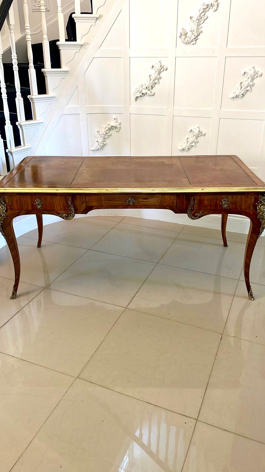 Victorian Large Antique Quality Kingwood Ornate Ormolu Mounted Partners Bureau Plat-Desk For Sale