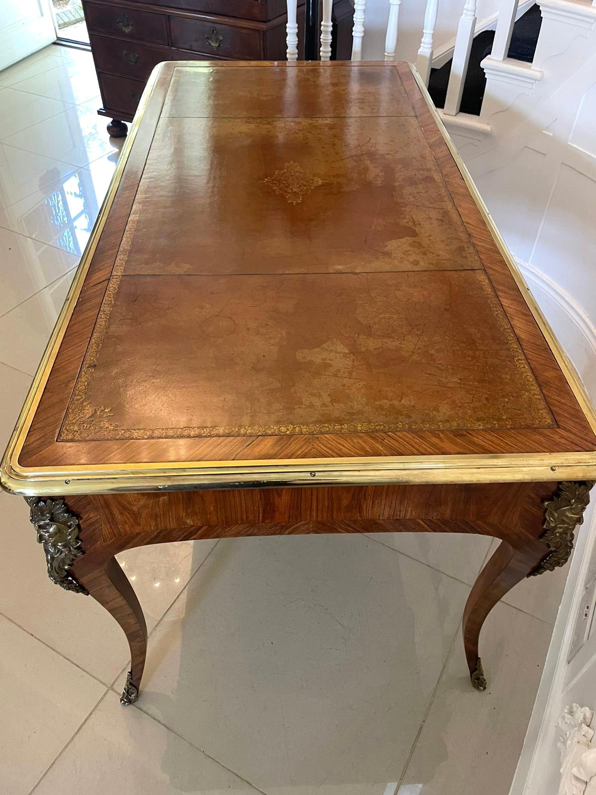 Large Antique Quality Kingwood Ornate Ormolu Mounted Partners Bureau Plat-Desk In Good Condition For Sale In Suffolk, GB