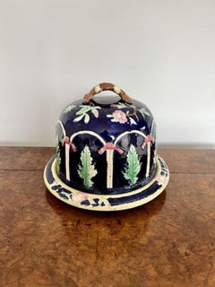 Large antique quality Majolica cheese dish