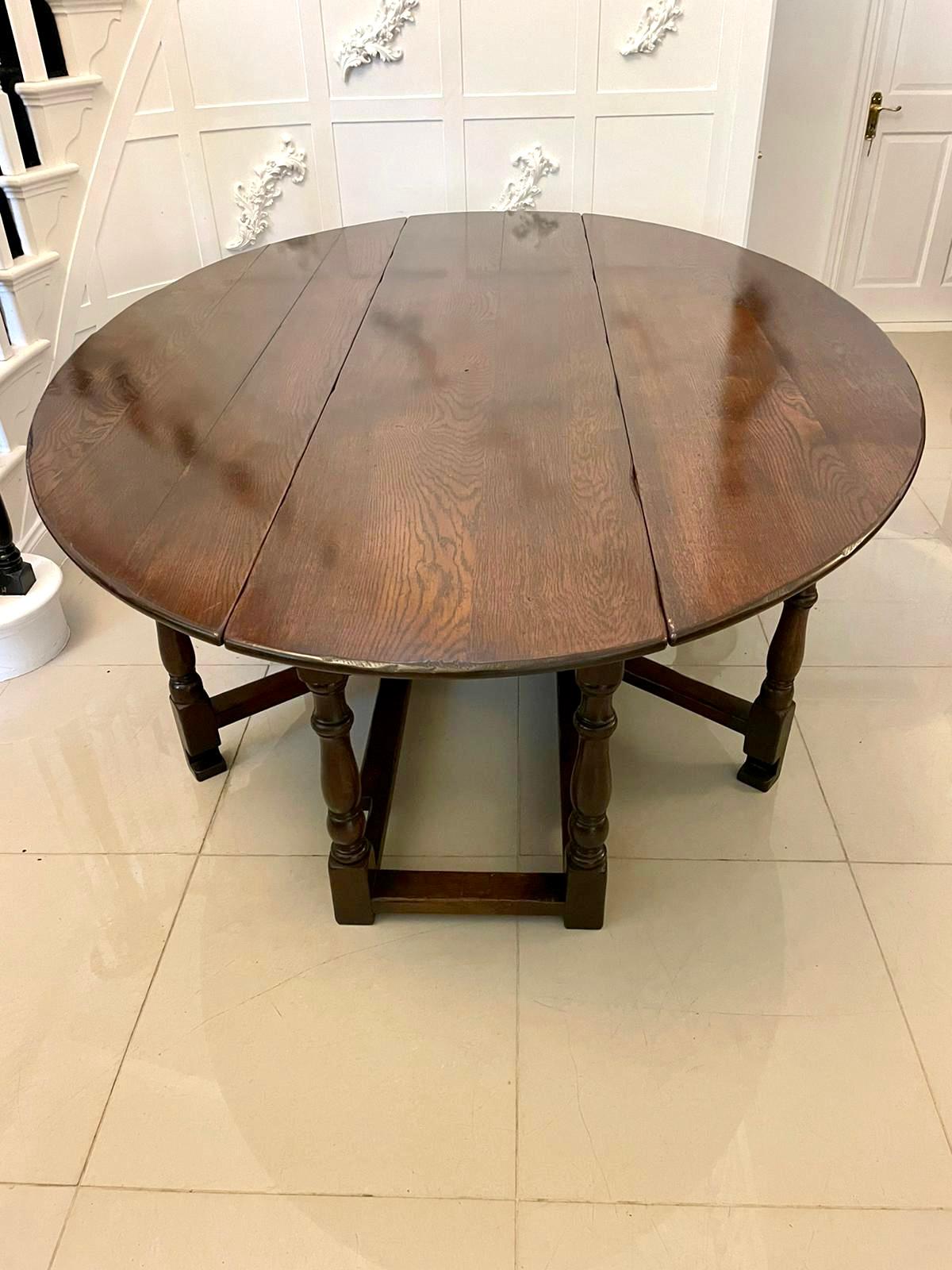 English Large Antique Quality Oak Gateleg Dining Table