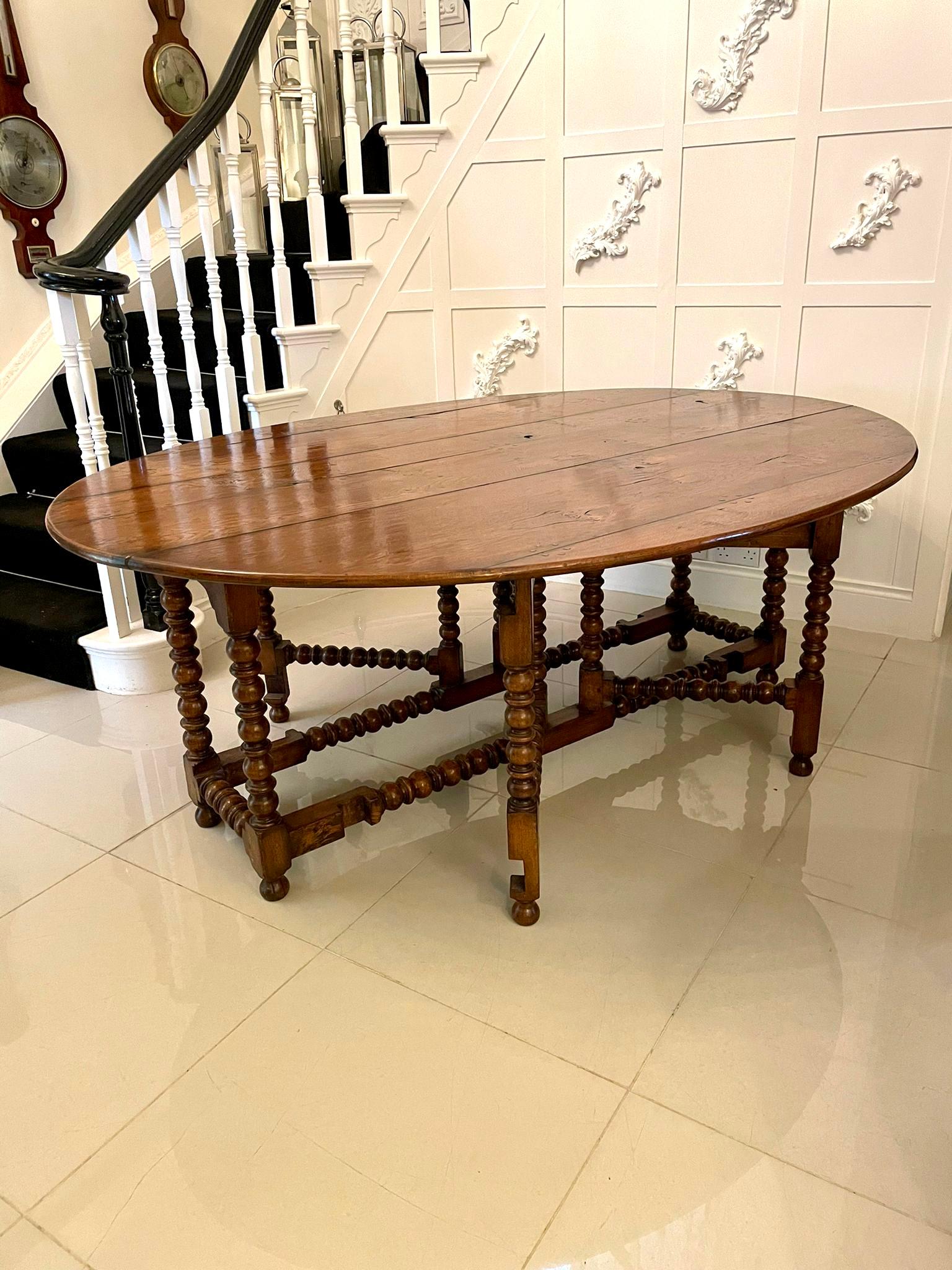 Large Antique Quality Oak Wake Table 12