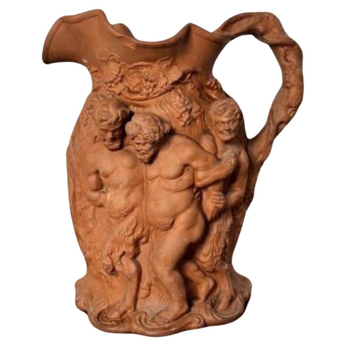 Large antique quality relief moulded jug  For Sale