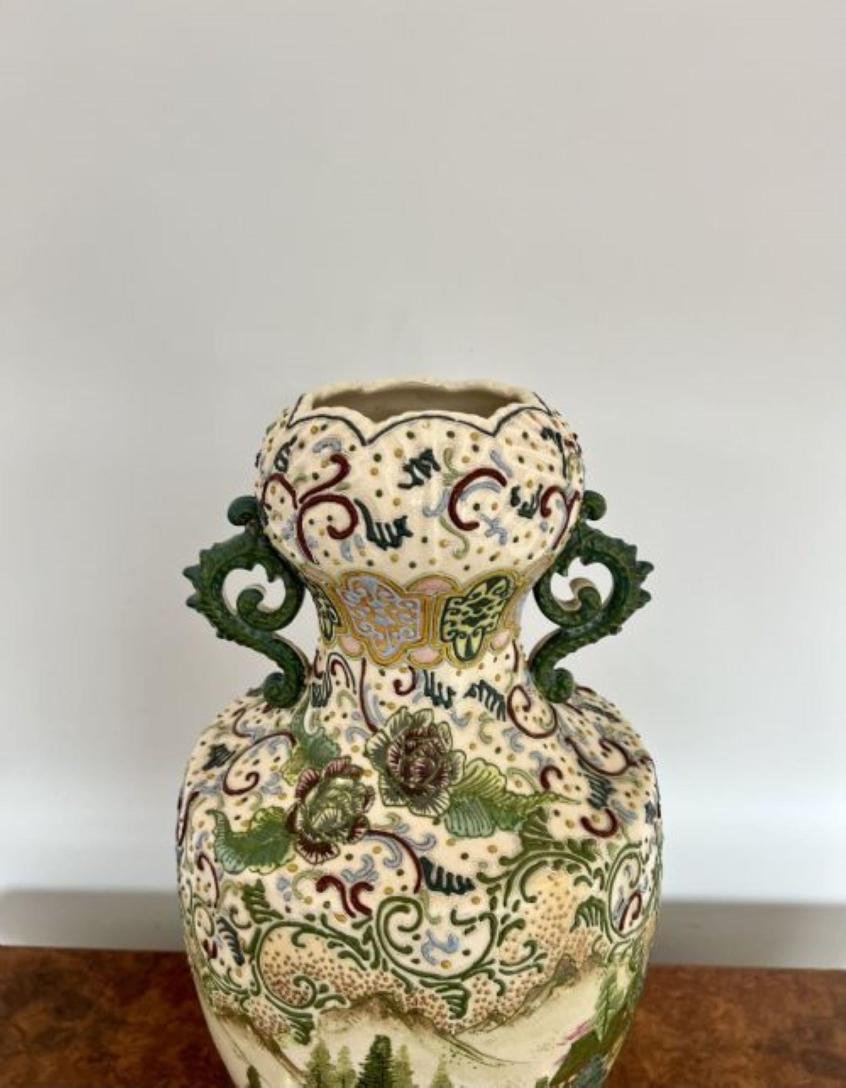Ceramic Large antique quality Satsuma vase  For Sale