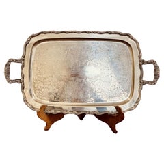 Large Vintage quality silver plated engraved tea tray