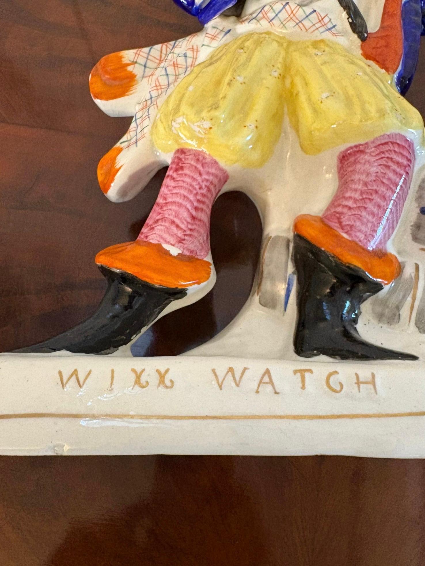 Inglese Grande figura antica di qualità dello Staffordshire con retro piatto di Will Watch Contrabbandiere in vendita