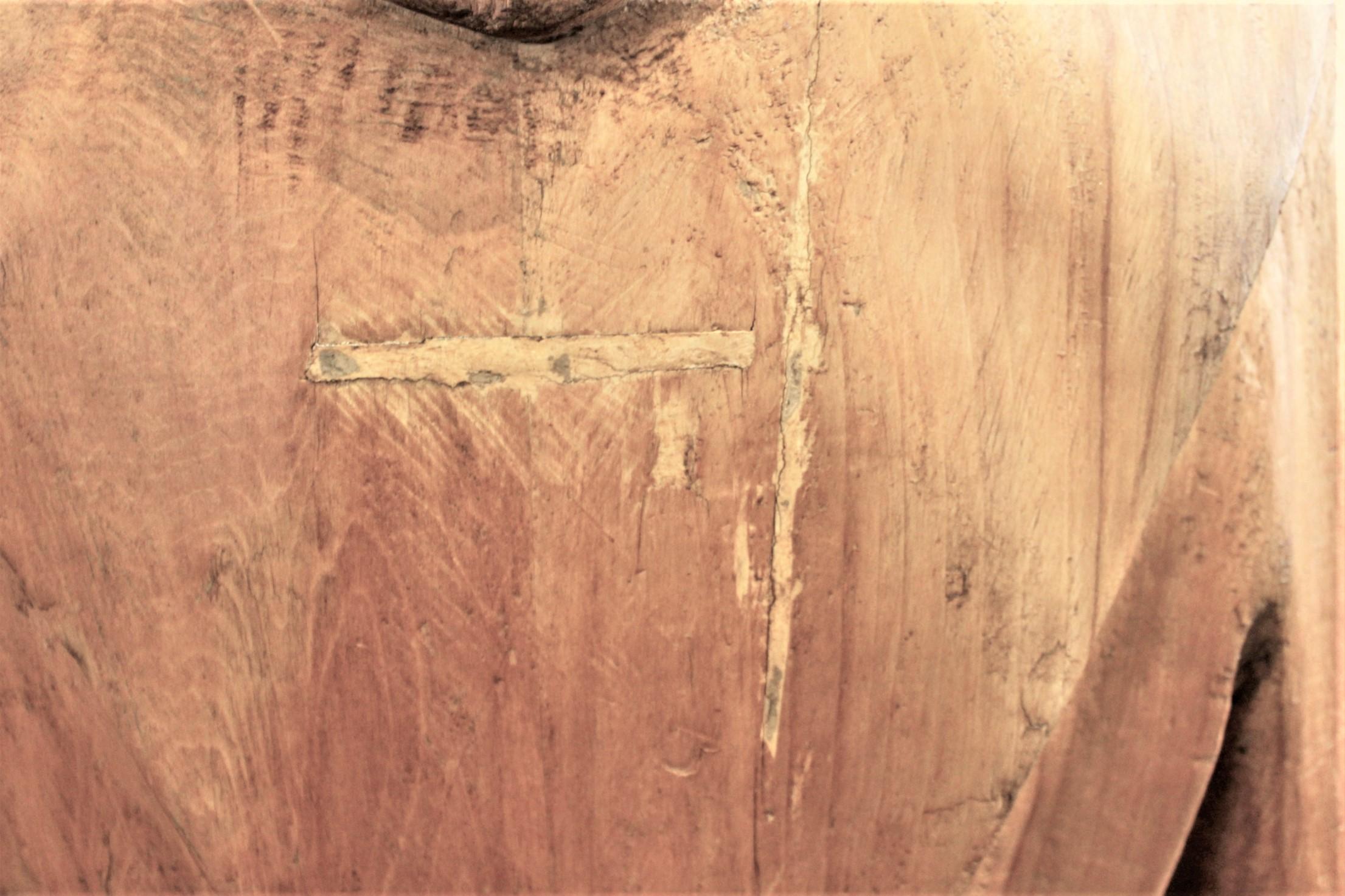 Große antike handgeschnitzte Quebecer Holzskulptur des Heiligen Antonius und Jesus aus Holz im Angebot 7