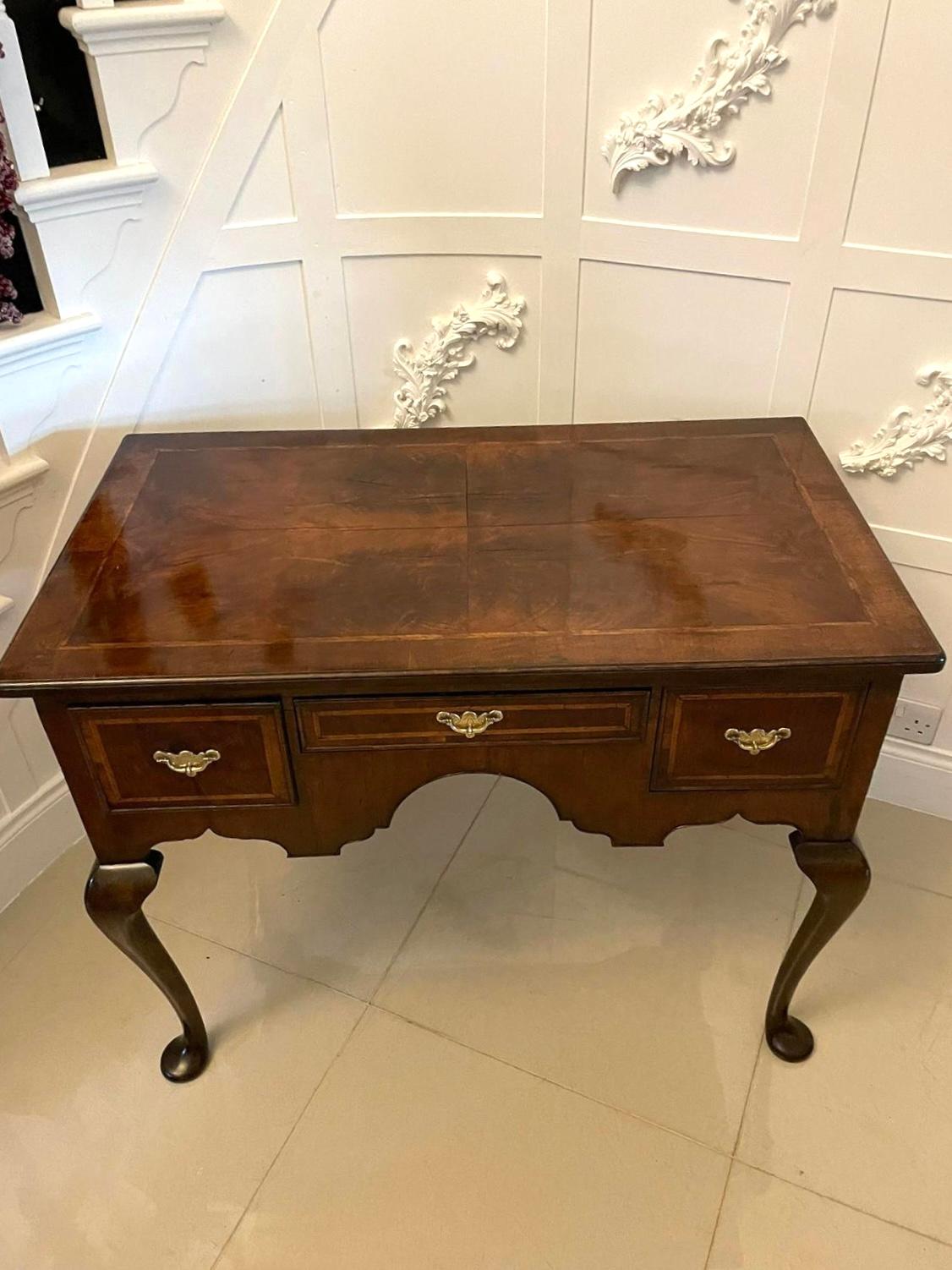 English Large Antique Queen Anne Quality Walnut Lowboy  For Sale