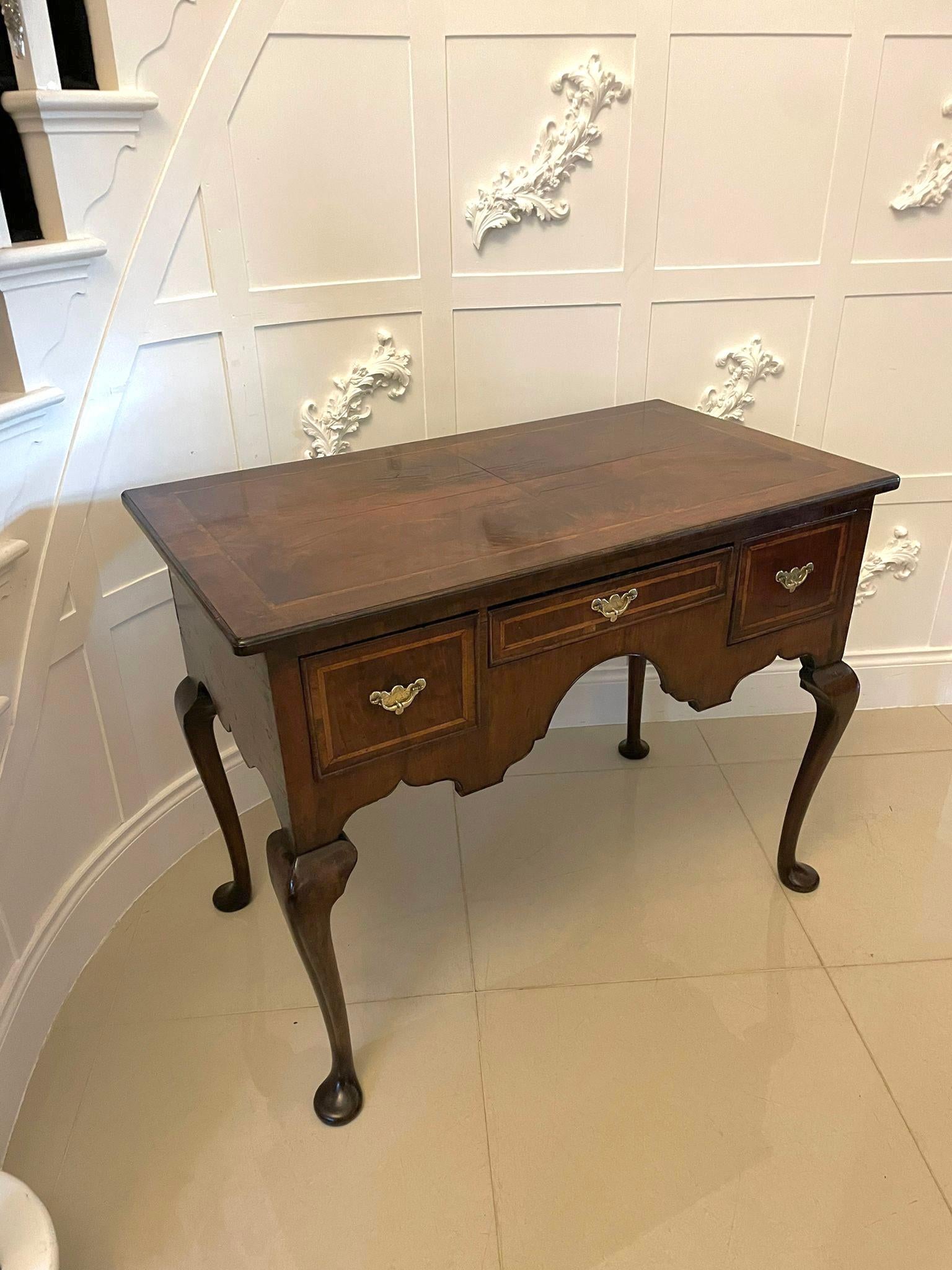 Large Antique Queen Anne Quality Walnut Lowboy  In Good Condition For Sale In Suffolk, GB
