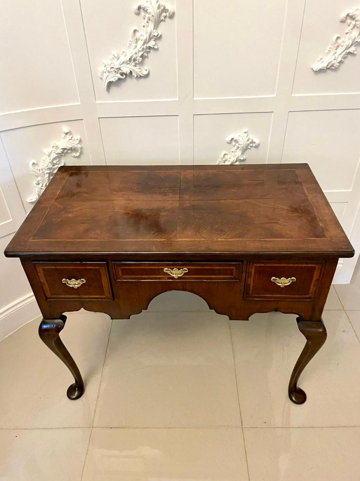 18th Century and Earlier Large Antique Queen Anne Quality Walnut Lowboy  For Sale