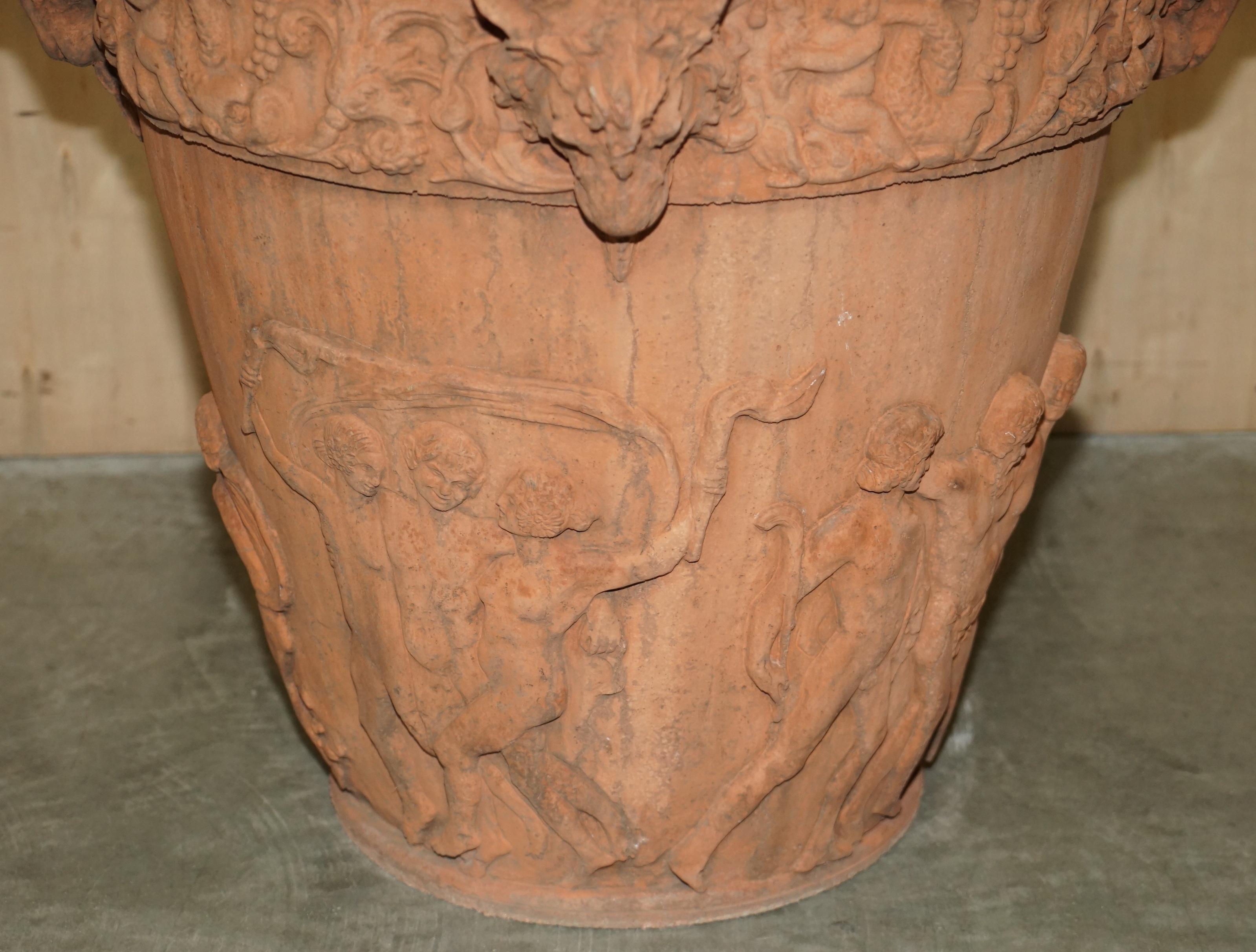 Hand-Crafted LARGE ANTIQUE RAMS HEAD & CHERUB PUTTI TERRACOTTA PLANTER 69CM HiGH 85CM WIDE For Sale