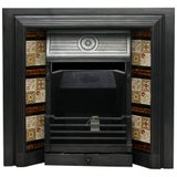 Large Antique Reclaimed Victorian Cast Iron And Tiled Fireplace