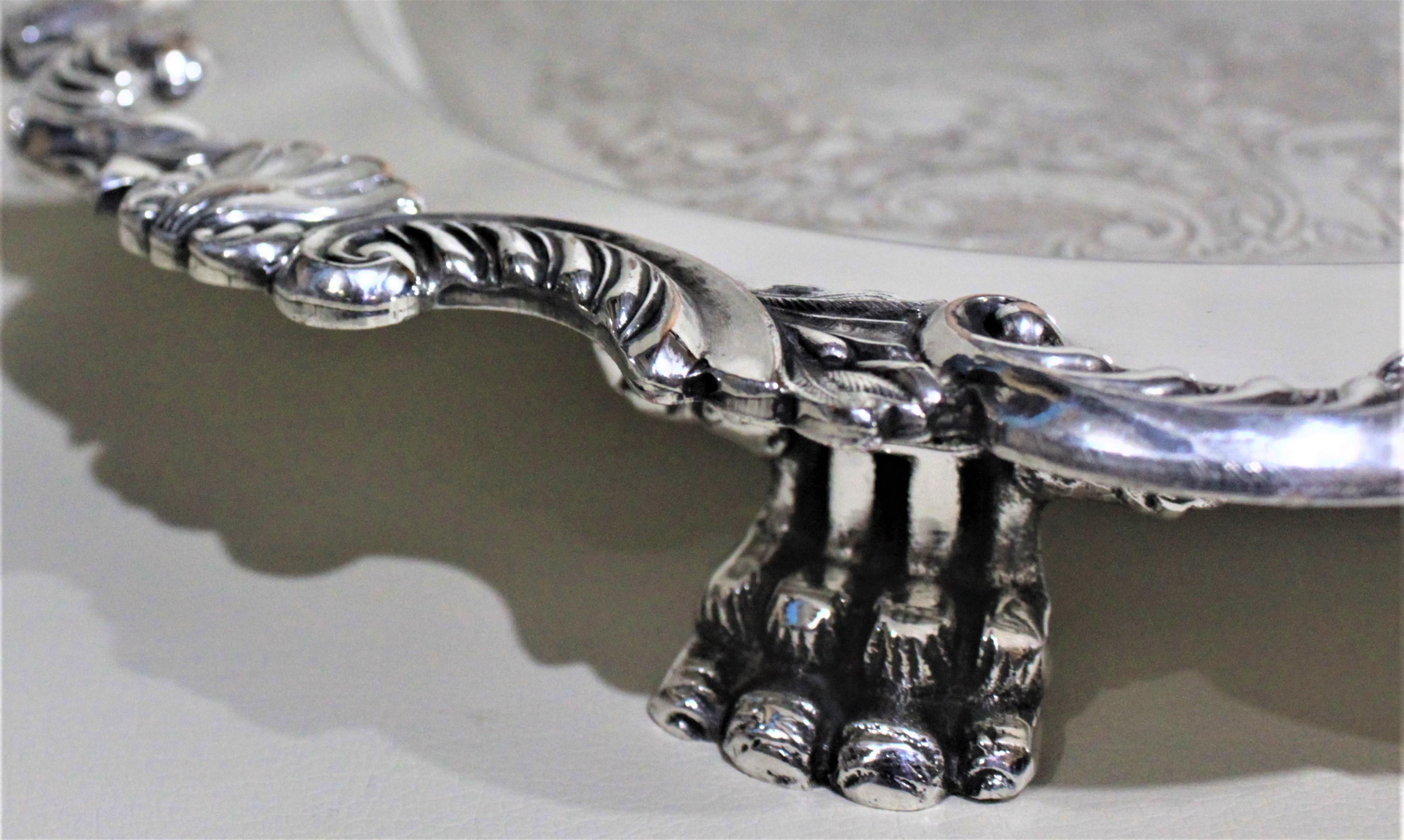 silver plated footed serving tray