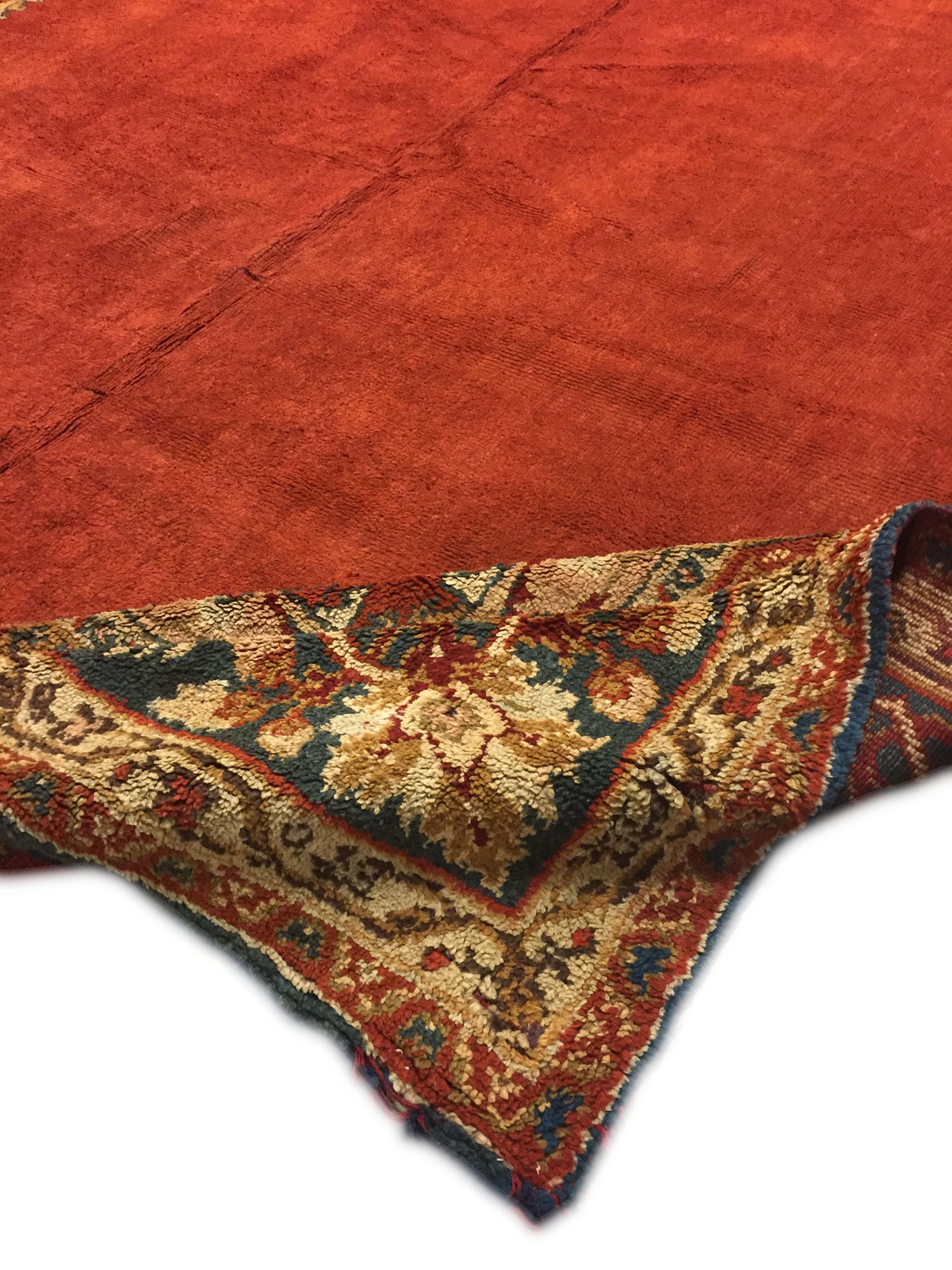 Large Antique Red European Oushak Design Rug  12'4 x 16'1 For Sale 3