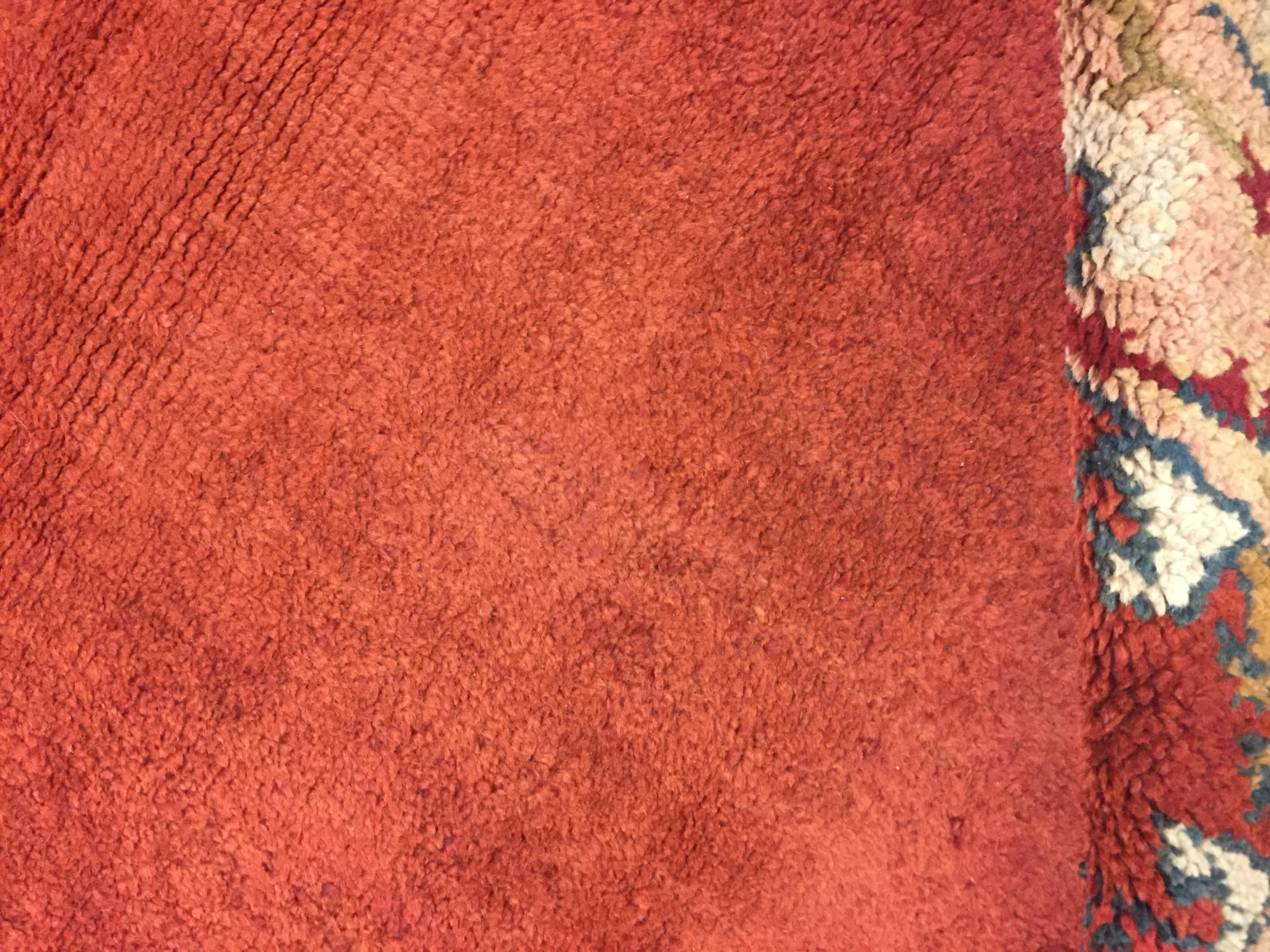 Wool Large Antique Red European Oushak Design Rug  12'4 x 16'1 For Sale