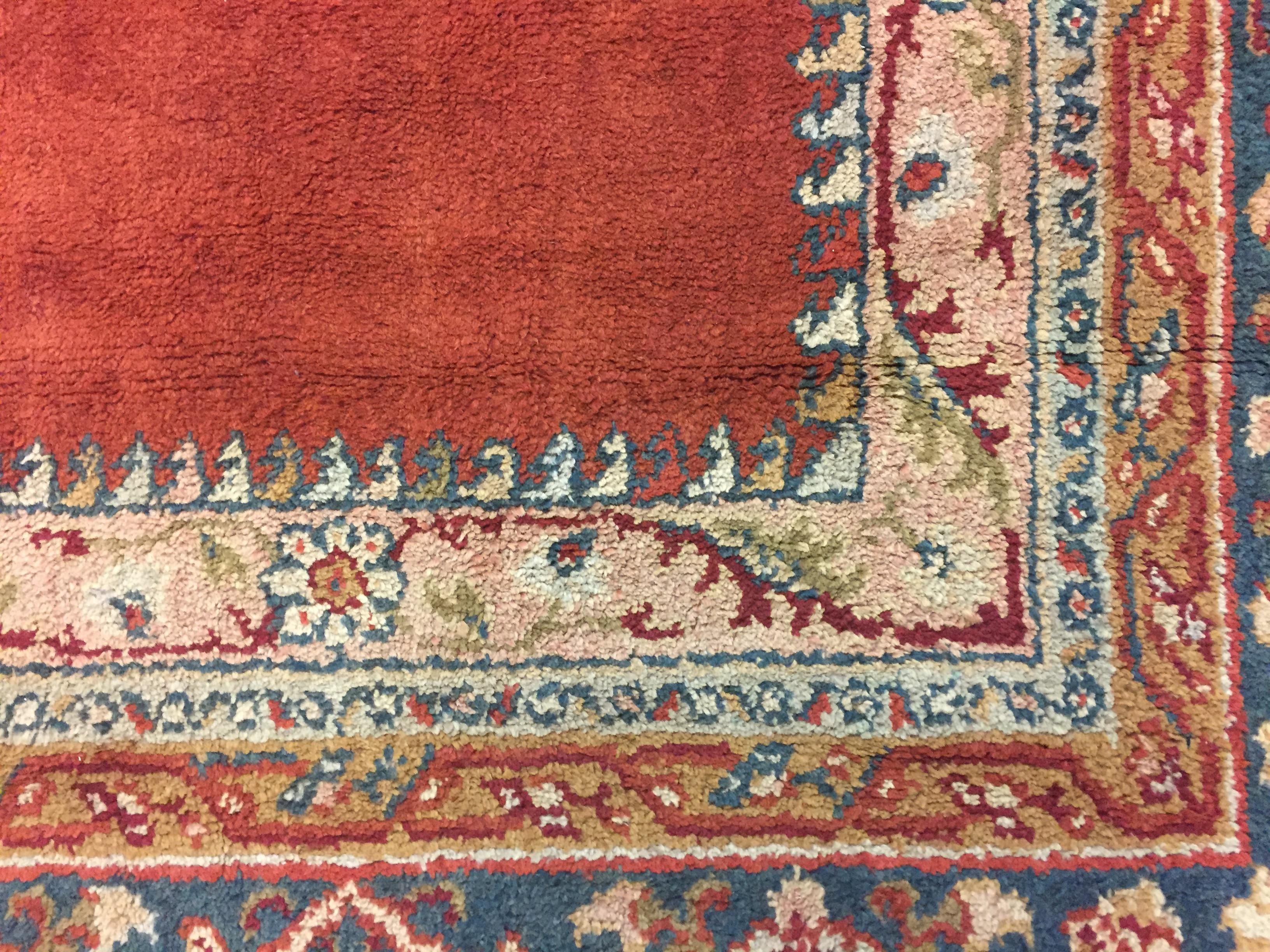 Large Antique Red European Oushak Design Rug  12'4 x 16'1 For Sale 1