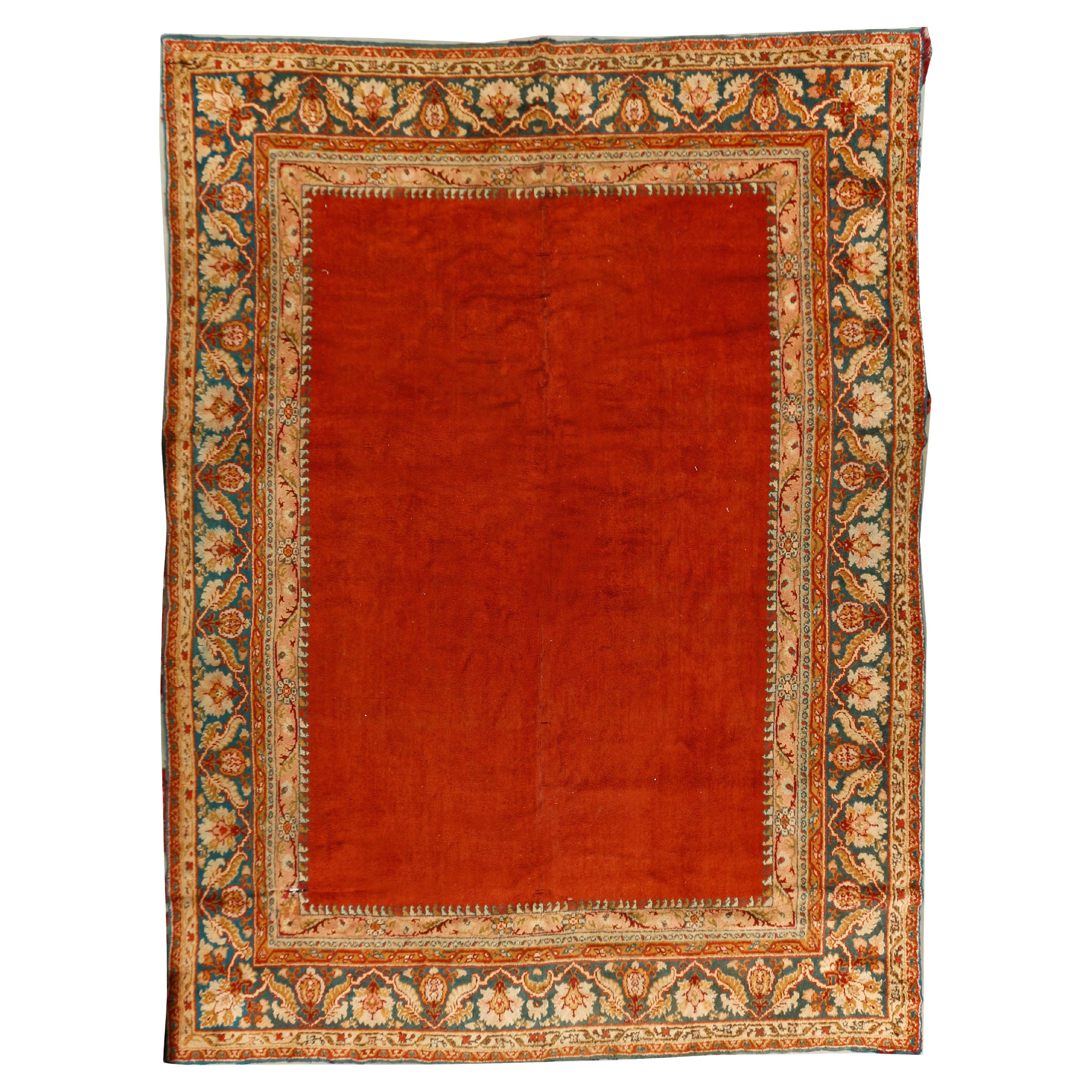 Large Antique Red European Oushak Design Rug  12'4 x 16'1 For Sale