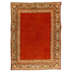 Large Antique Red European Oushak Design Rug  12'4 x 16'1