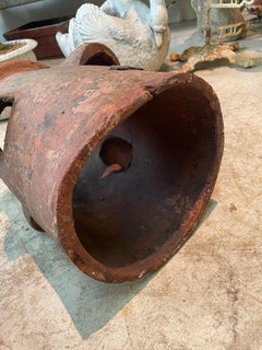 Large Antique Red Terracotta Chimney Pot with Rolled Rim and Aged Surface Patina