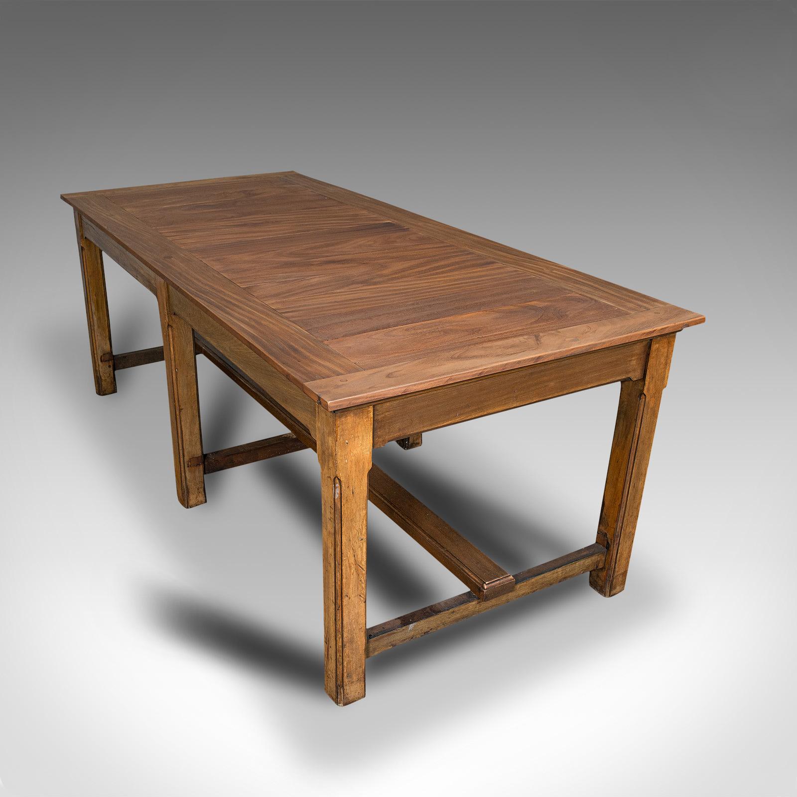 19th Century Large Antique Refectory Table, English, Teak, Mahogany, Dining, Industrial, 1900