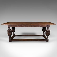 Large Antique Refectory Table, Scottish, Oak, 6-8 Seat, Gothic Taste, Victorian