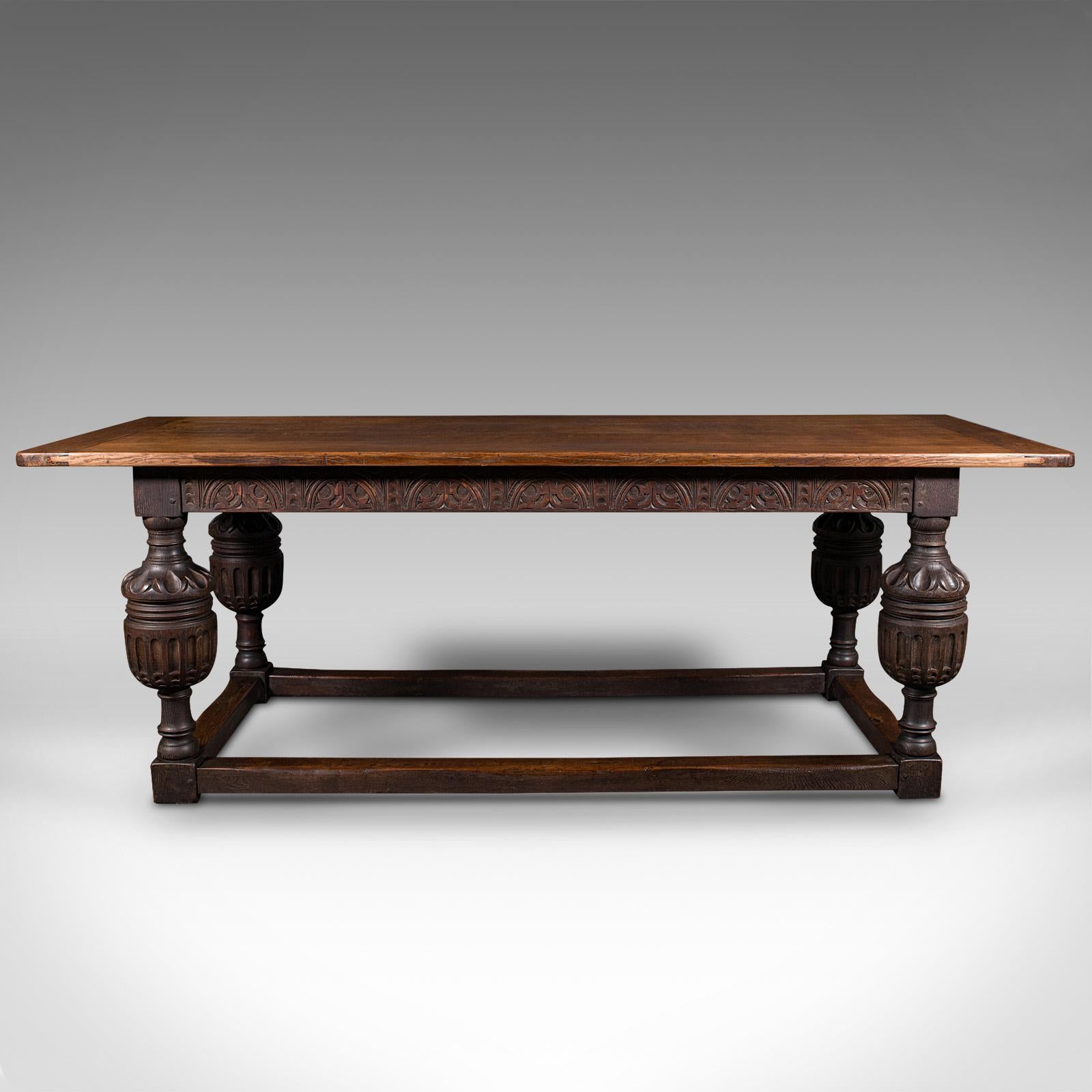 19th Century Large Antique Refectory Table, Scottish, Oak, 6-8 Seat, Gothic Taste, Victorian For Sale