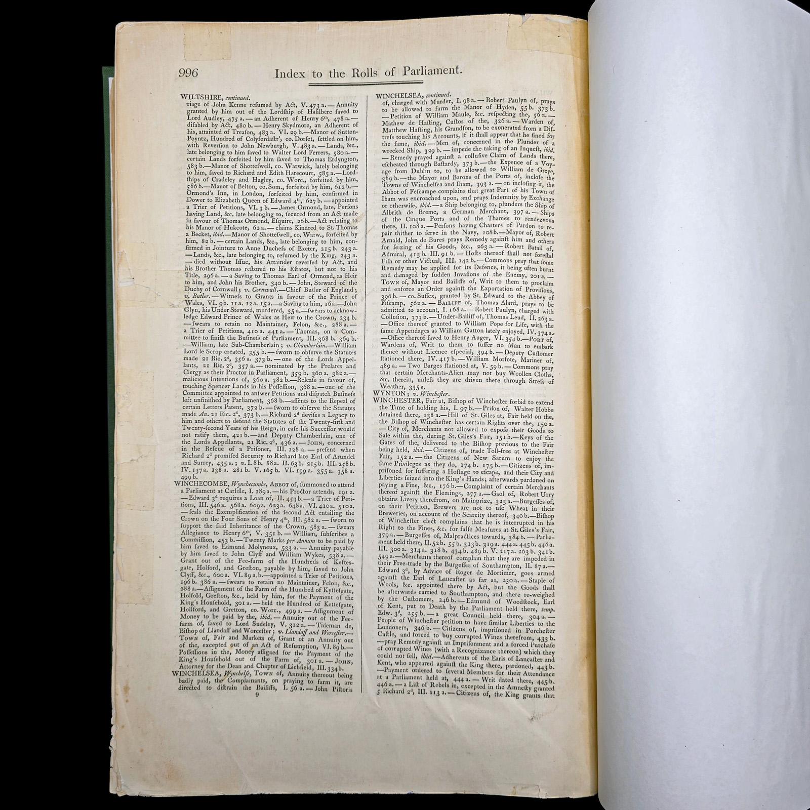 Grand livre de référence ancien, index, rouleaux du Parlement, anglais, William IV en vente 6