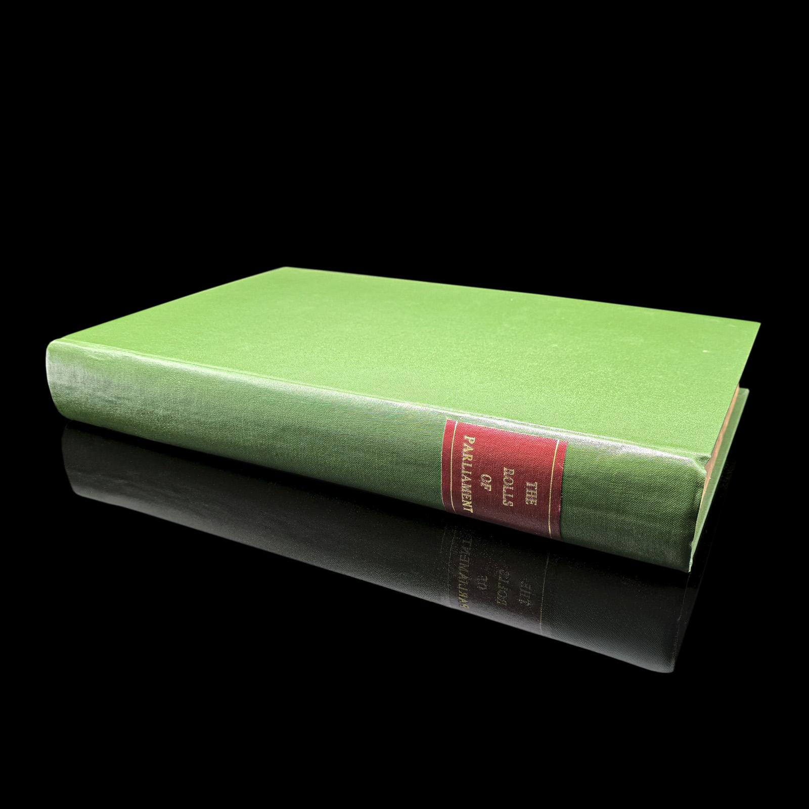 
Il s'agit d'un grand livre de référence ancien, Index To The Rolls of Parliament. Imprimé en anglais, un registre de la Chambre des communes à reliure tardive, datant de la période Guillaume IV, publié vers 1835.

Titre complet : Index To The Rolls