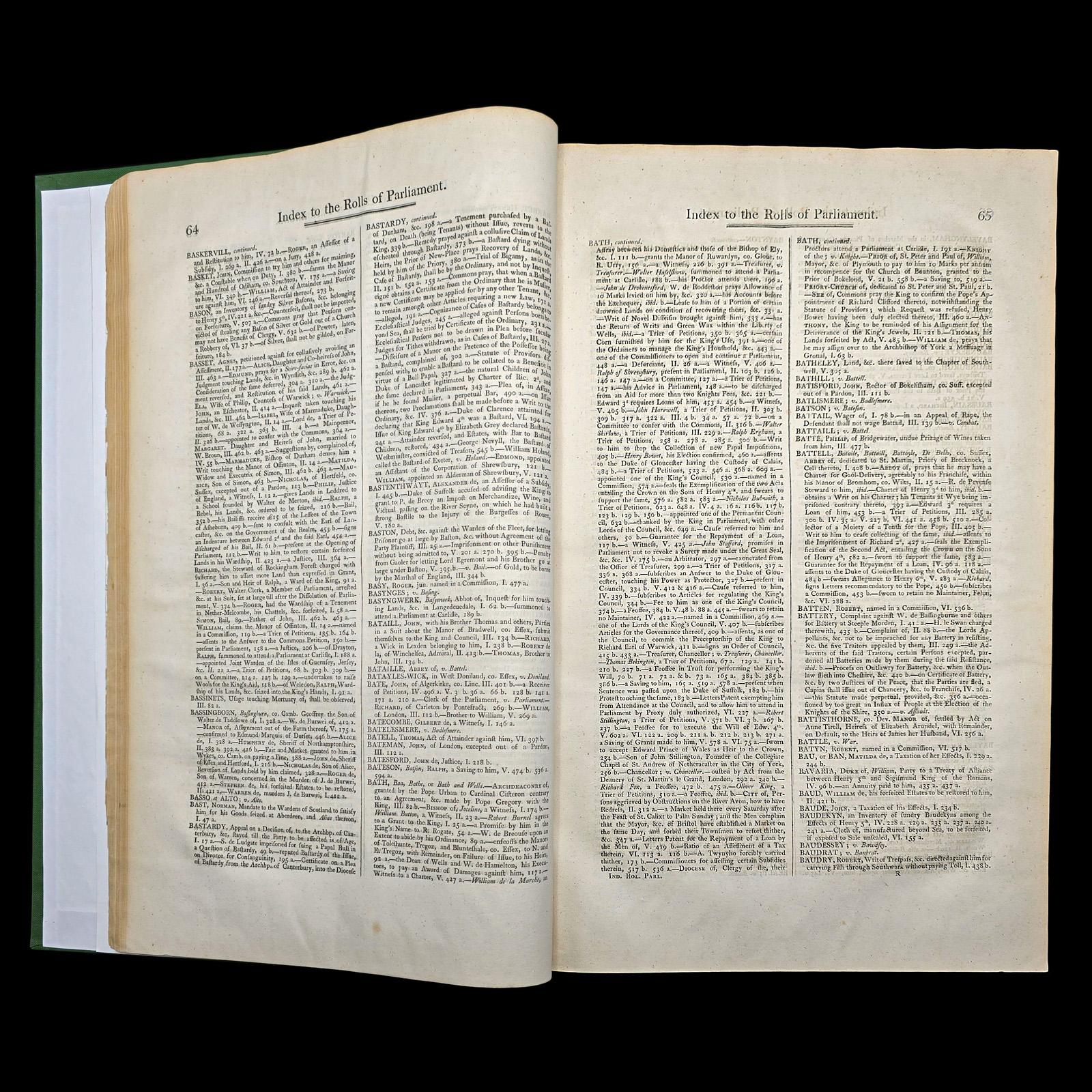 XIXe siècle Grand livre de référence ancien, index, rouleaux du Parlement, anglais, William IV en vente