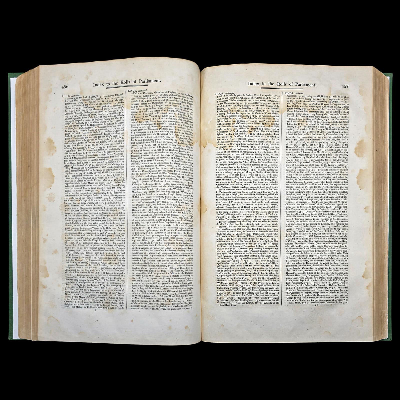 Grand livre de référence ancien, index, rouleaux du Parlement, anglais, William IV en vente 2