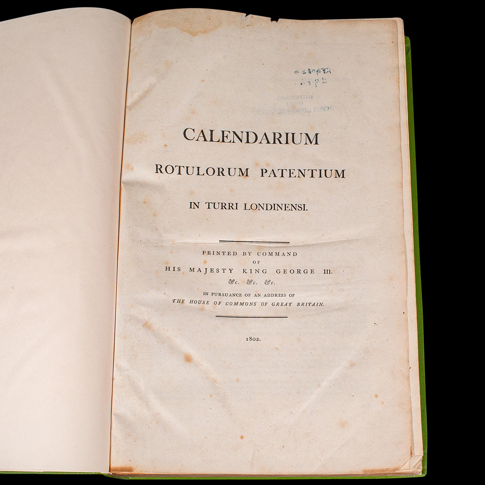 European Large Antique Reference Book, Parliamentary Record, Latin Language, Georgian For Sale