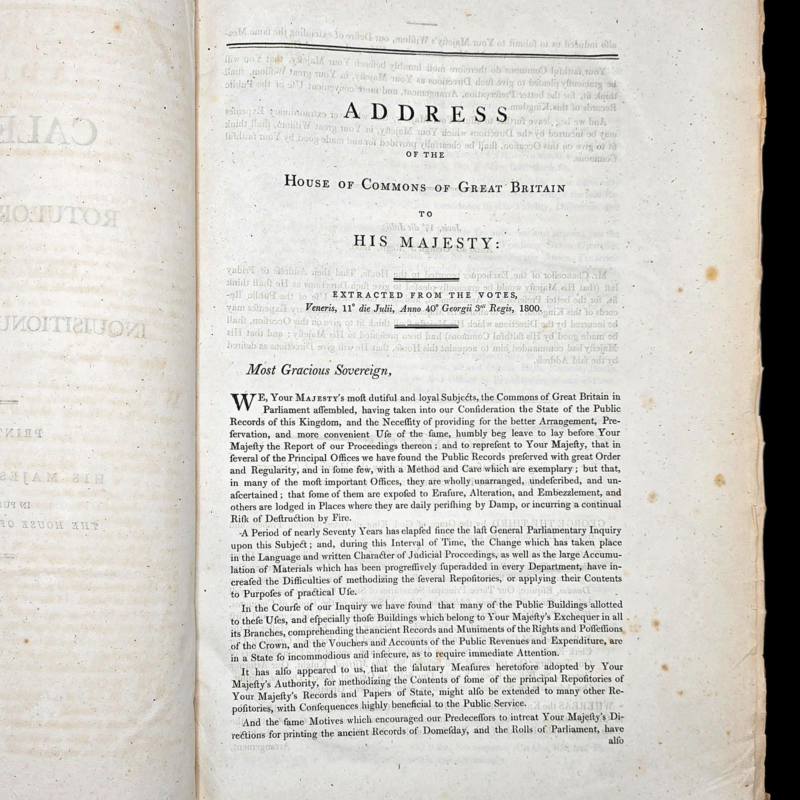 Britannique Grand livre de référence ancien, dossier public, latin, House of Commons, géorgien en vente