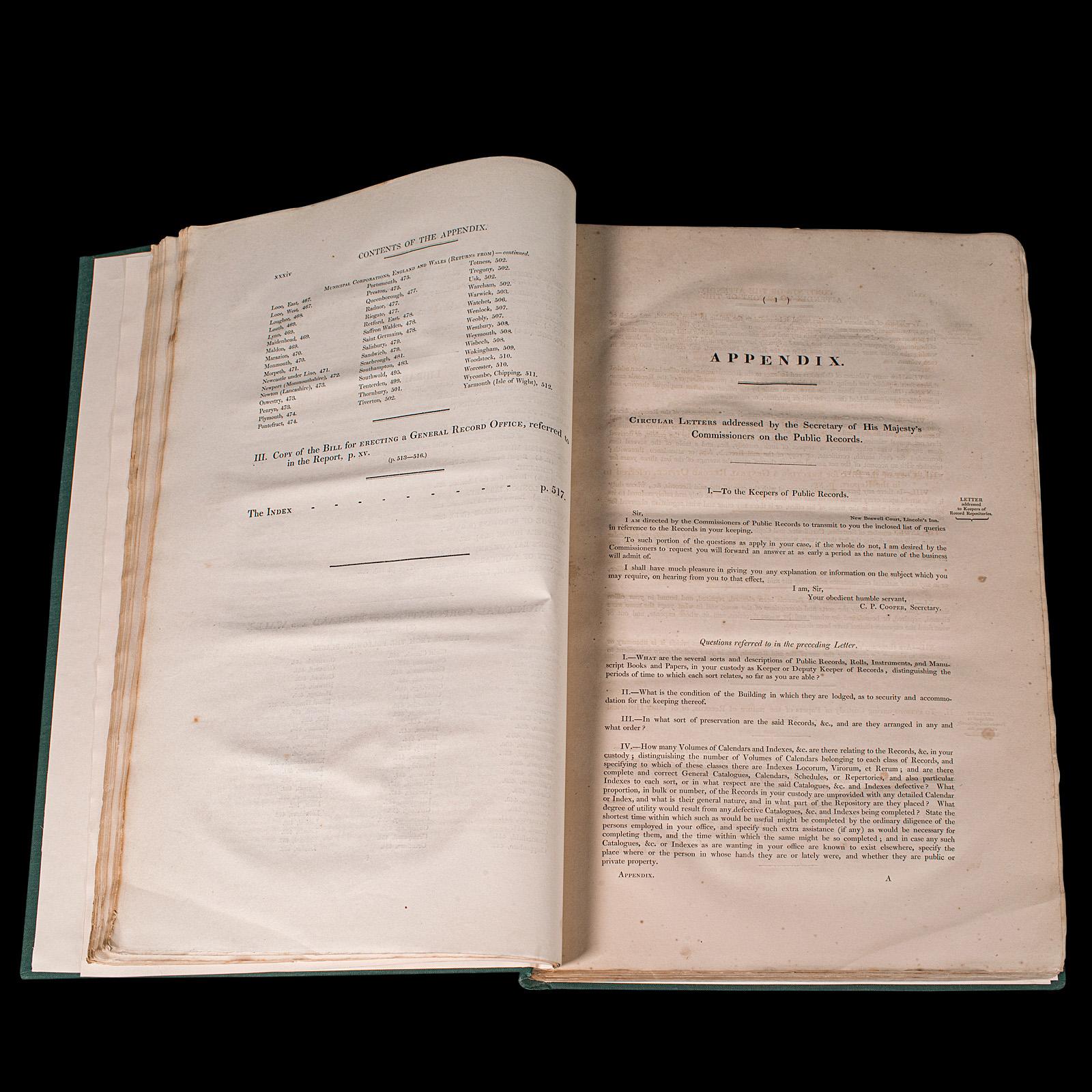 XIXe siècle Grand livre de référence antique, archives publiques, anglais, Parlement, William IV en vente
