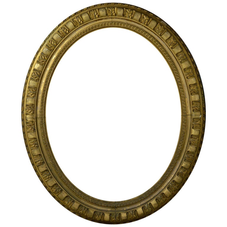 Large Antique Regency Gilt Oval Looking Glass Frame For Sale at 1stDibs