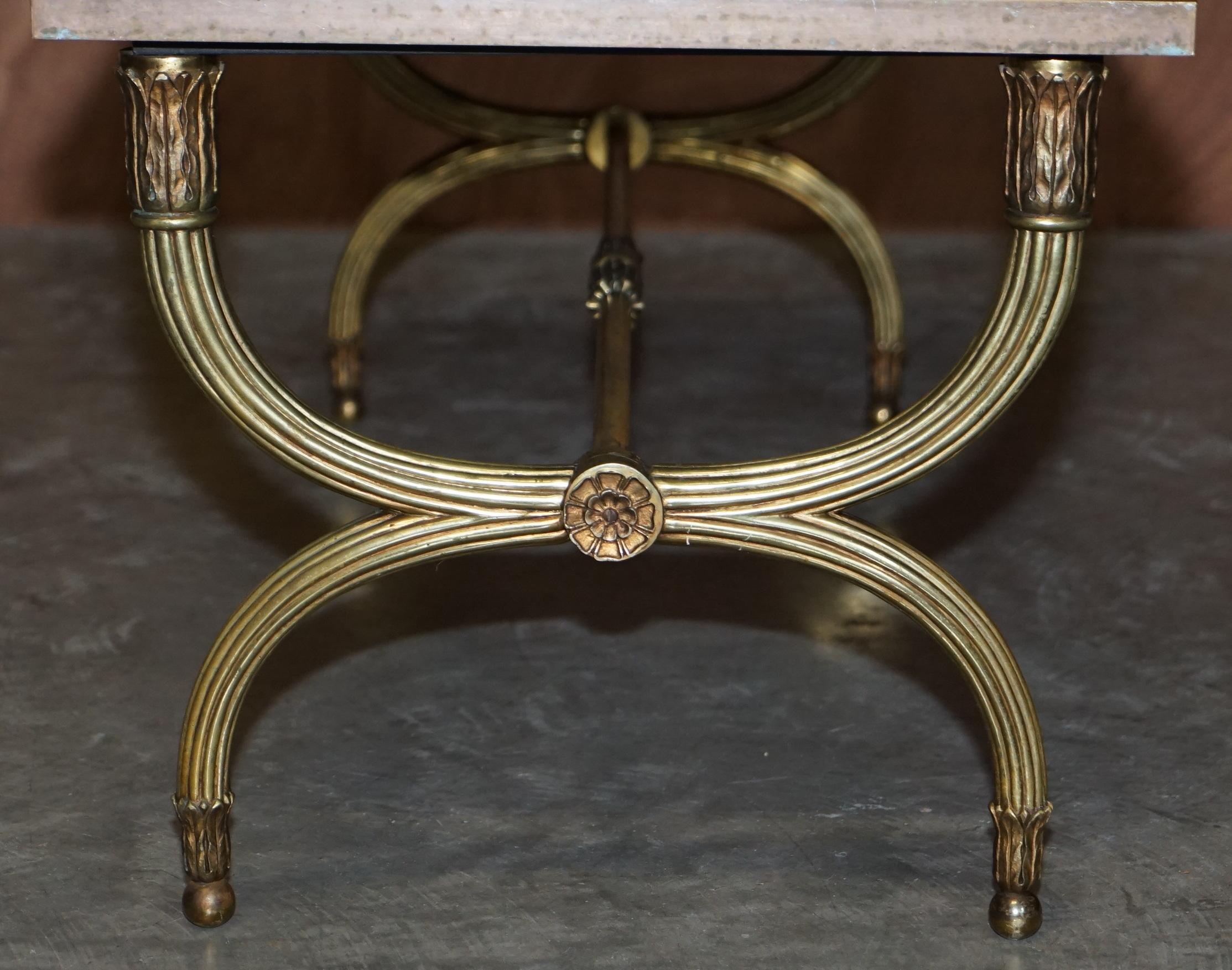 Large Antique Regency Phosphor Bronze Italian Carrara Marble Coffee Table 4