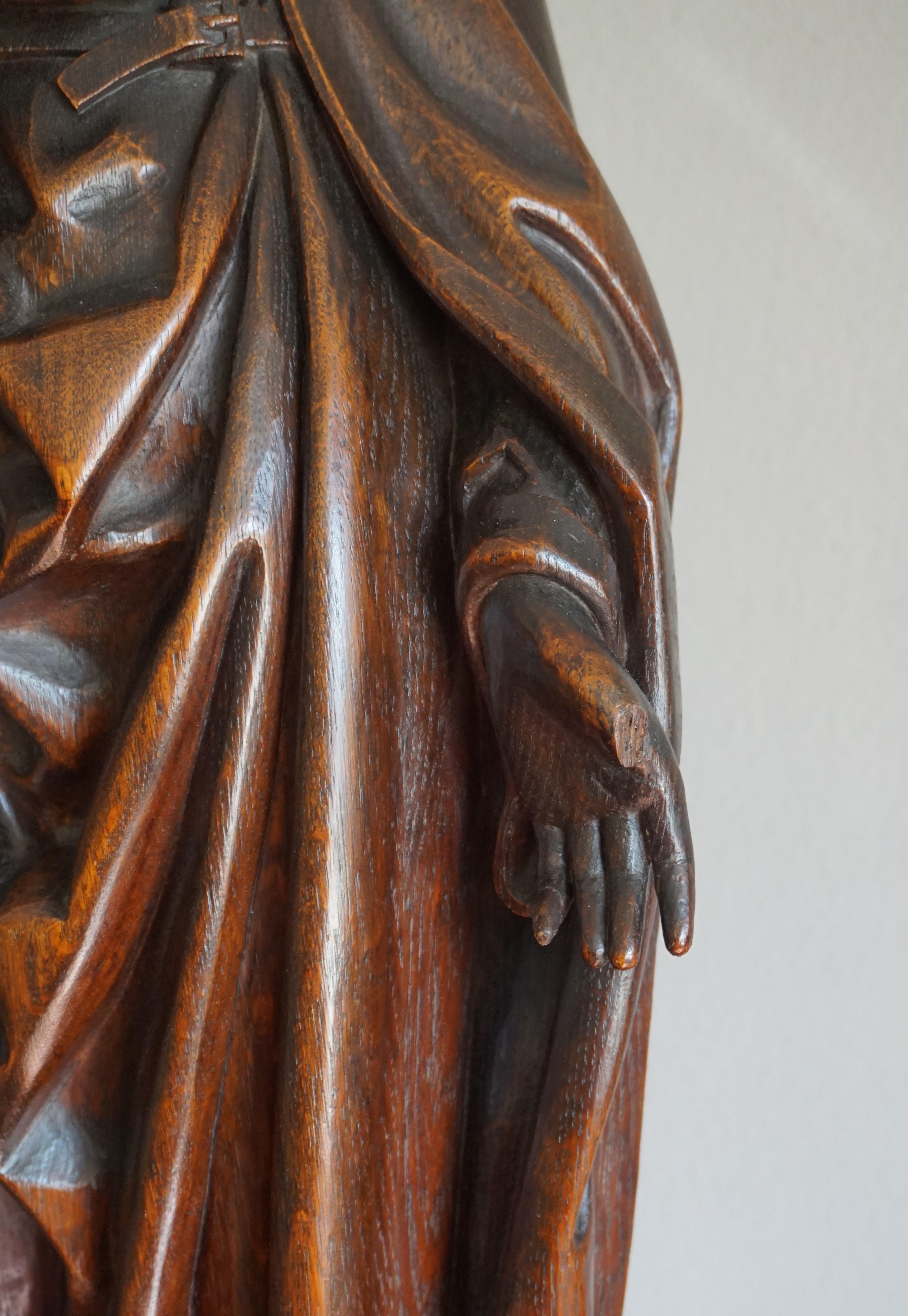 19th Century Large Antique & Remarkable Hand Carved Mourning Mary Magdalene Church Sculpture
