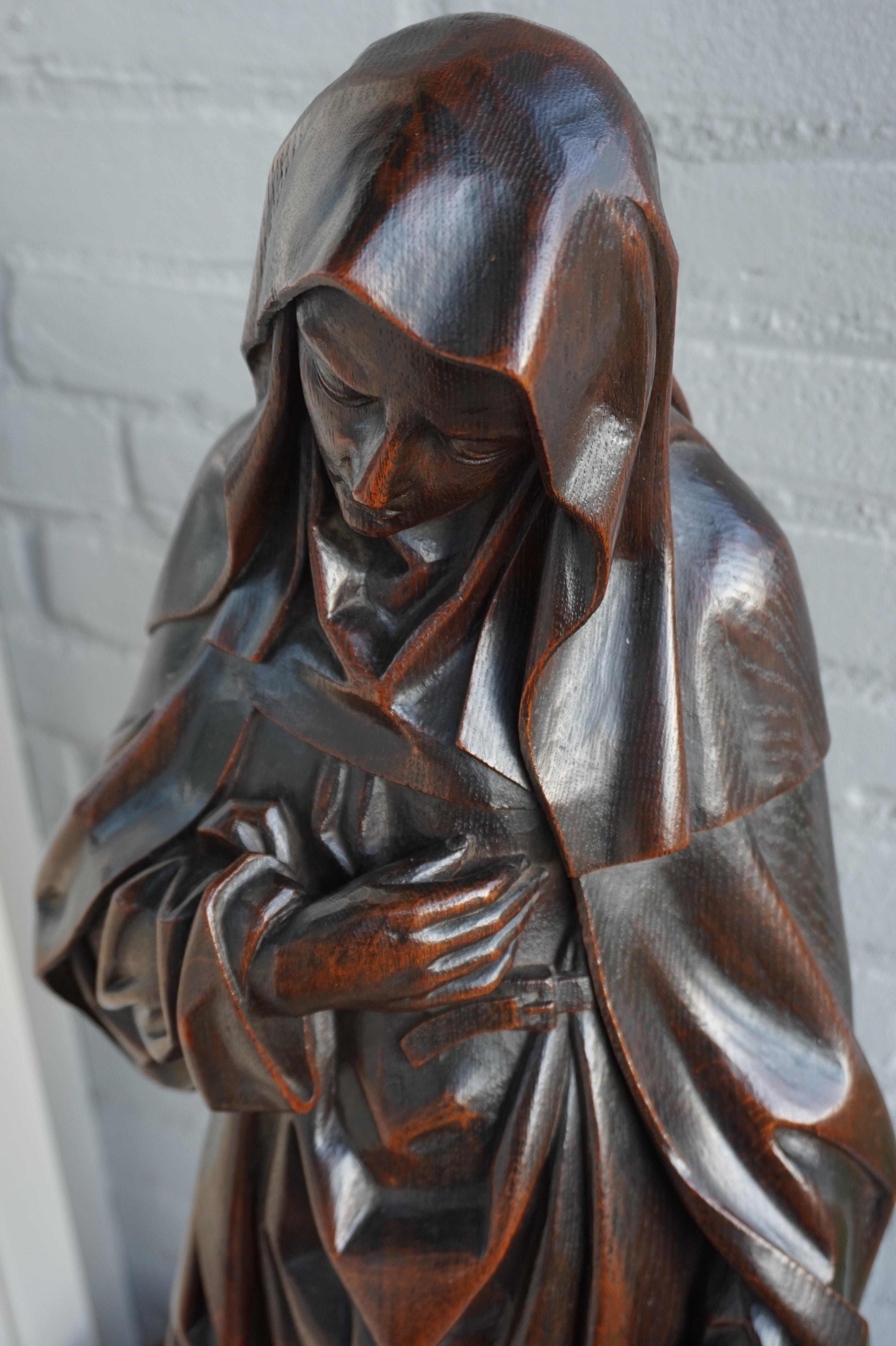 Large Antique & Remarkable Hand Carved Mourning Mary Magdalene Church Sculpture 1