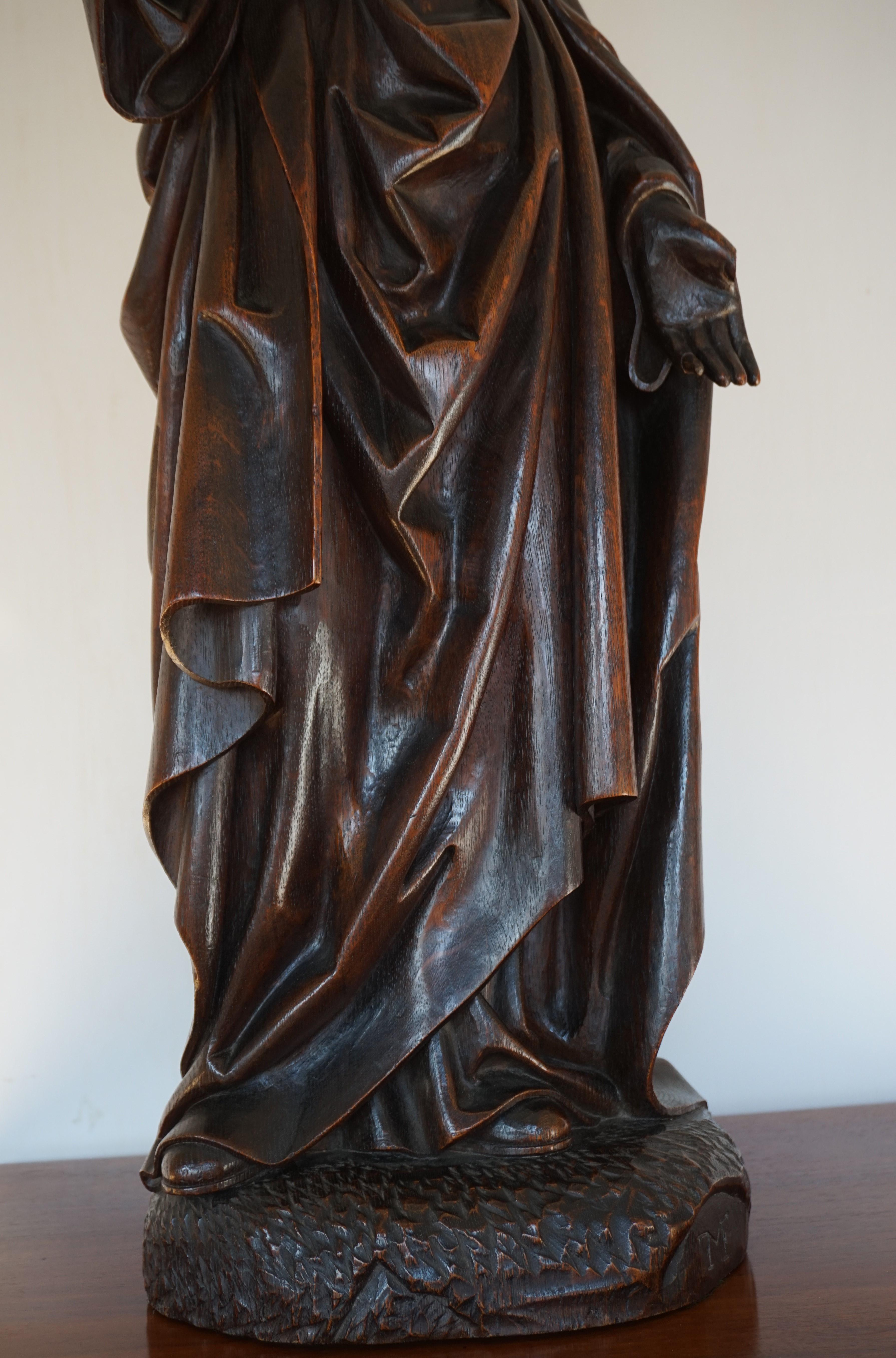 Large Antique & Remarkable Hand Carved Mourning Mary Magdalene Church Sculpture 3