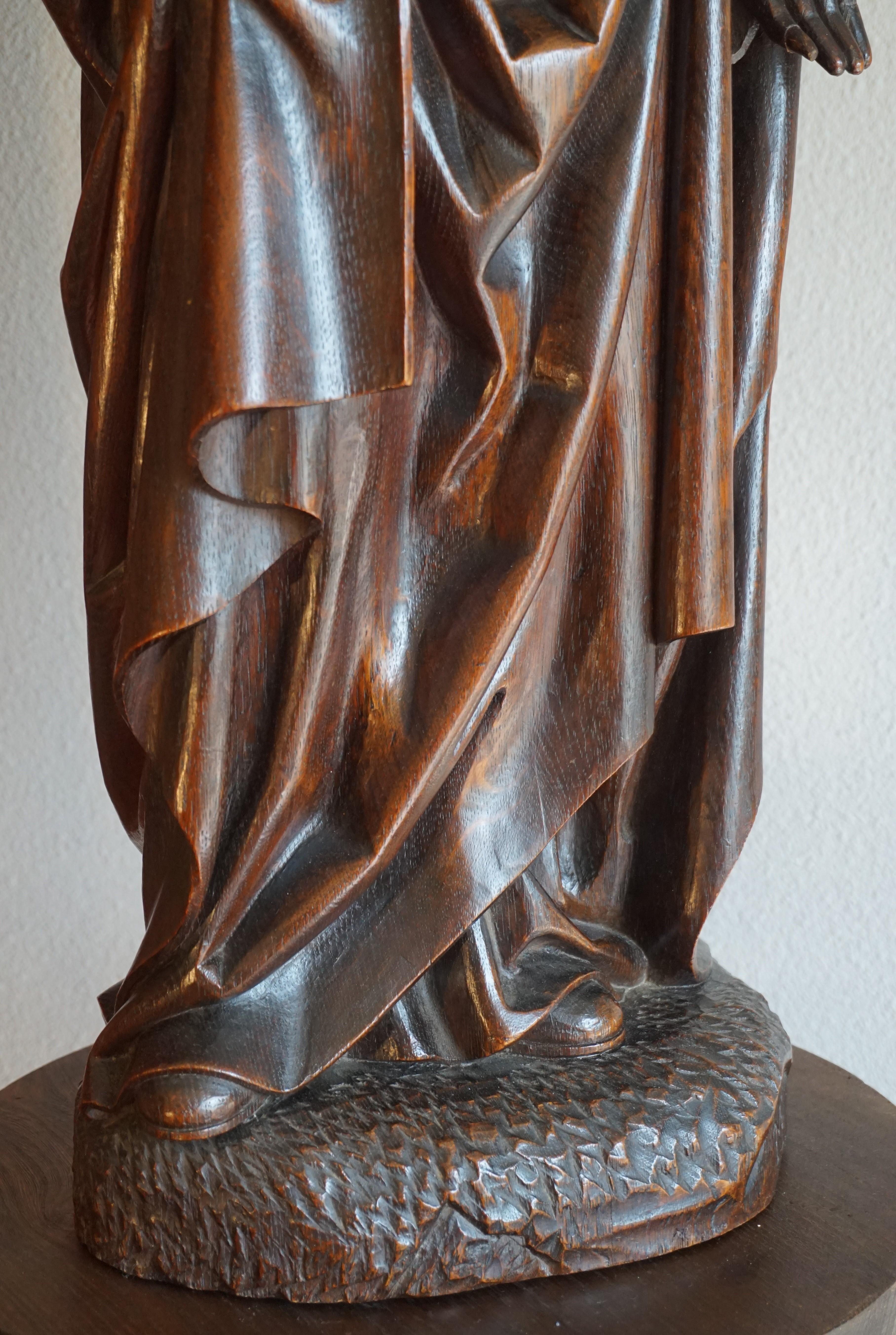 Large Antique & Remarkable Hand Carved Mourning Mary Magdalene Church Sculpture 4