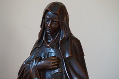 Large Antique & Remarkable Hand Carved Mourning Mary Magdalene Church Sculpture