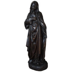Large Antique & Remarkable Hand Carved Mourning Mary Magdalene Church Sculpture