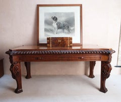 Large Antique Renaissance Revival Pollard Oak Table, circa 1835