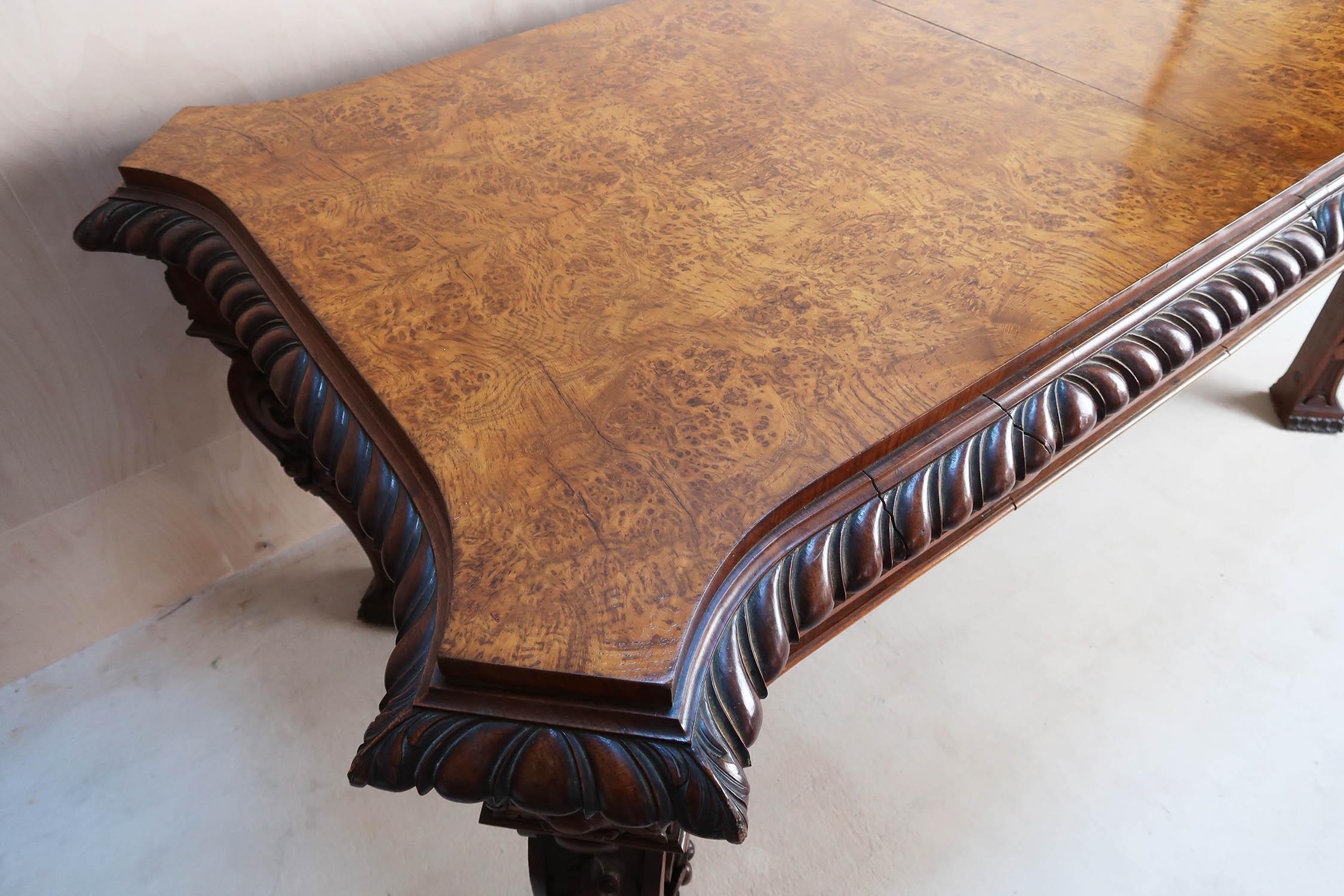 Scottish Large Antique Renaissance Revival Pollard Oak Table, circa 1835 For Sale