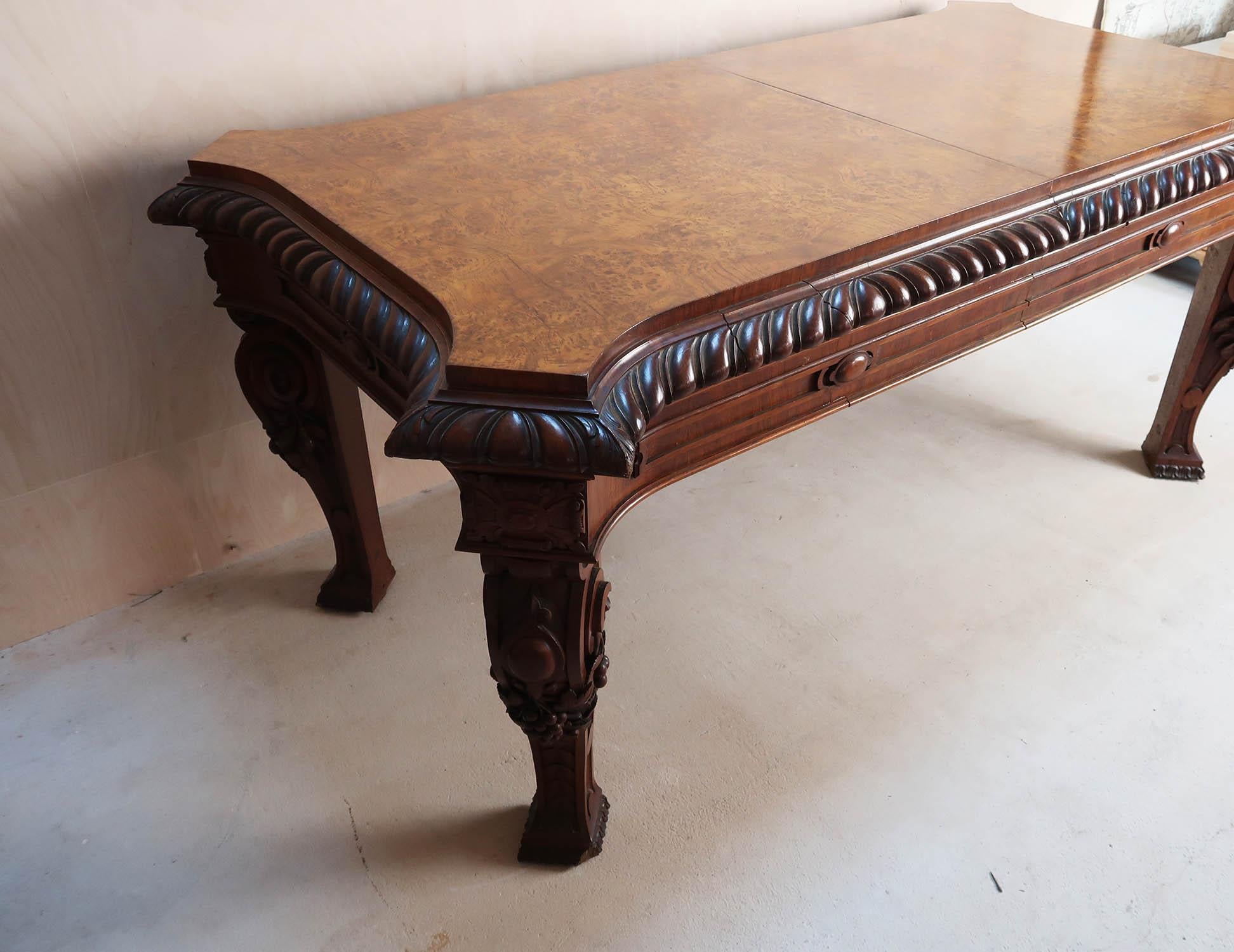Mid-19th Century Large Antique Renaissance Revival Pollard Oak Table, circa 1835 For Sale