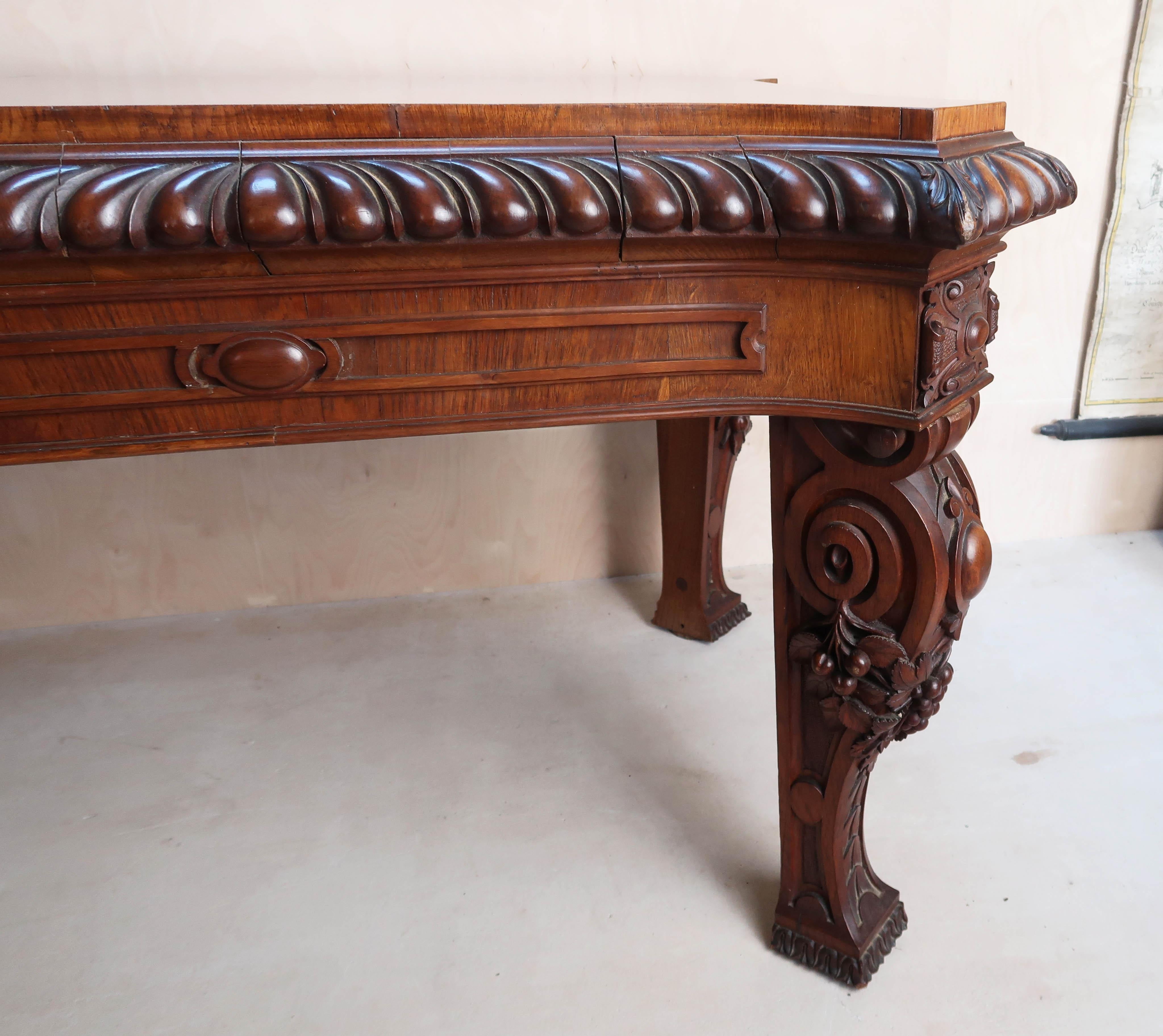 Large Antique Renaissance Revival Pollard Oak Table, circa 1835 For Sale 1