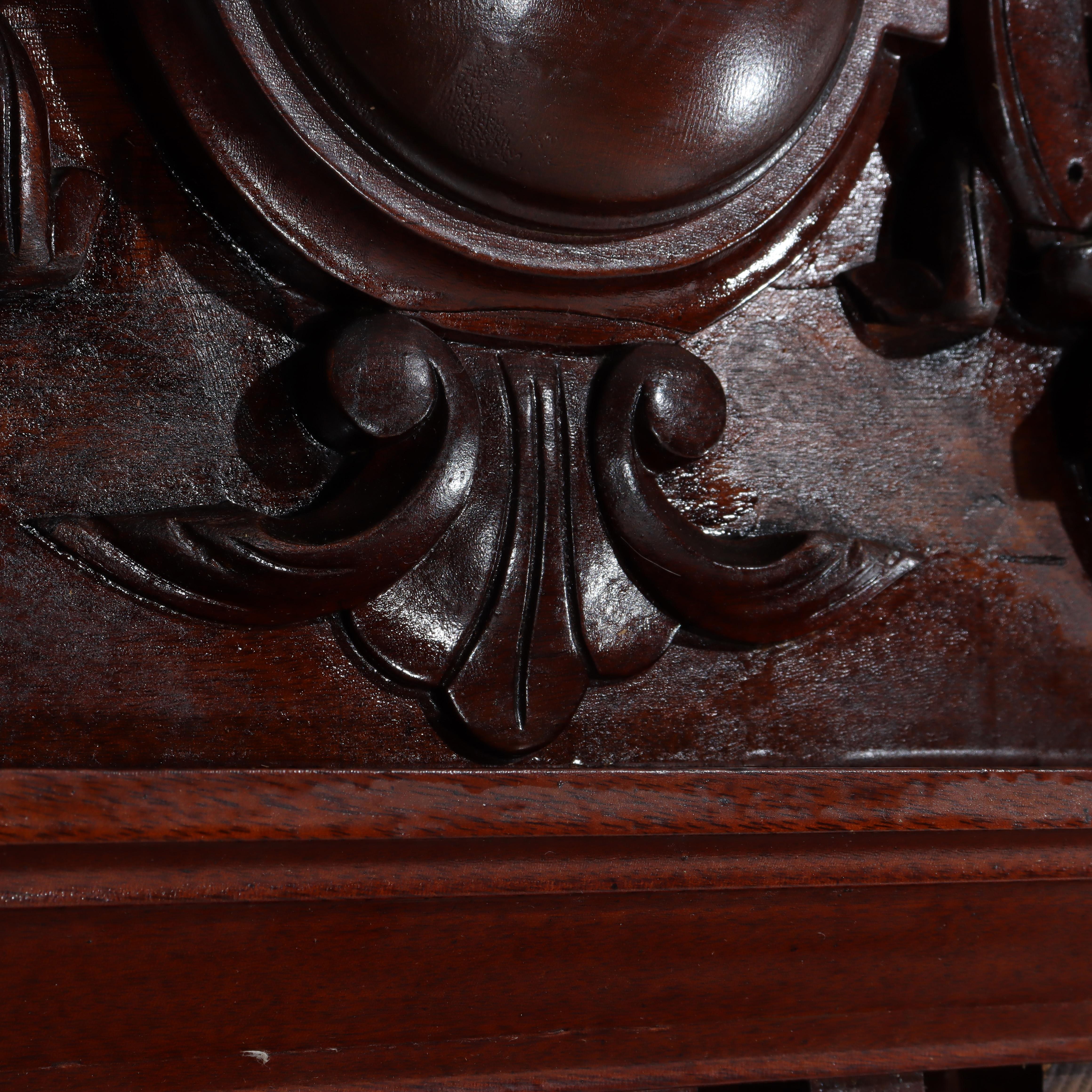 Large Antique Renaissance Revival Walnut, Burl & Marble Mirrored Sideboard c1890 For Sale 14