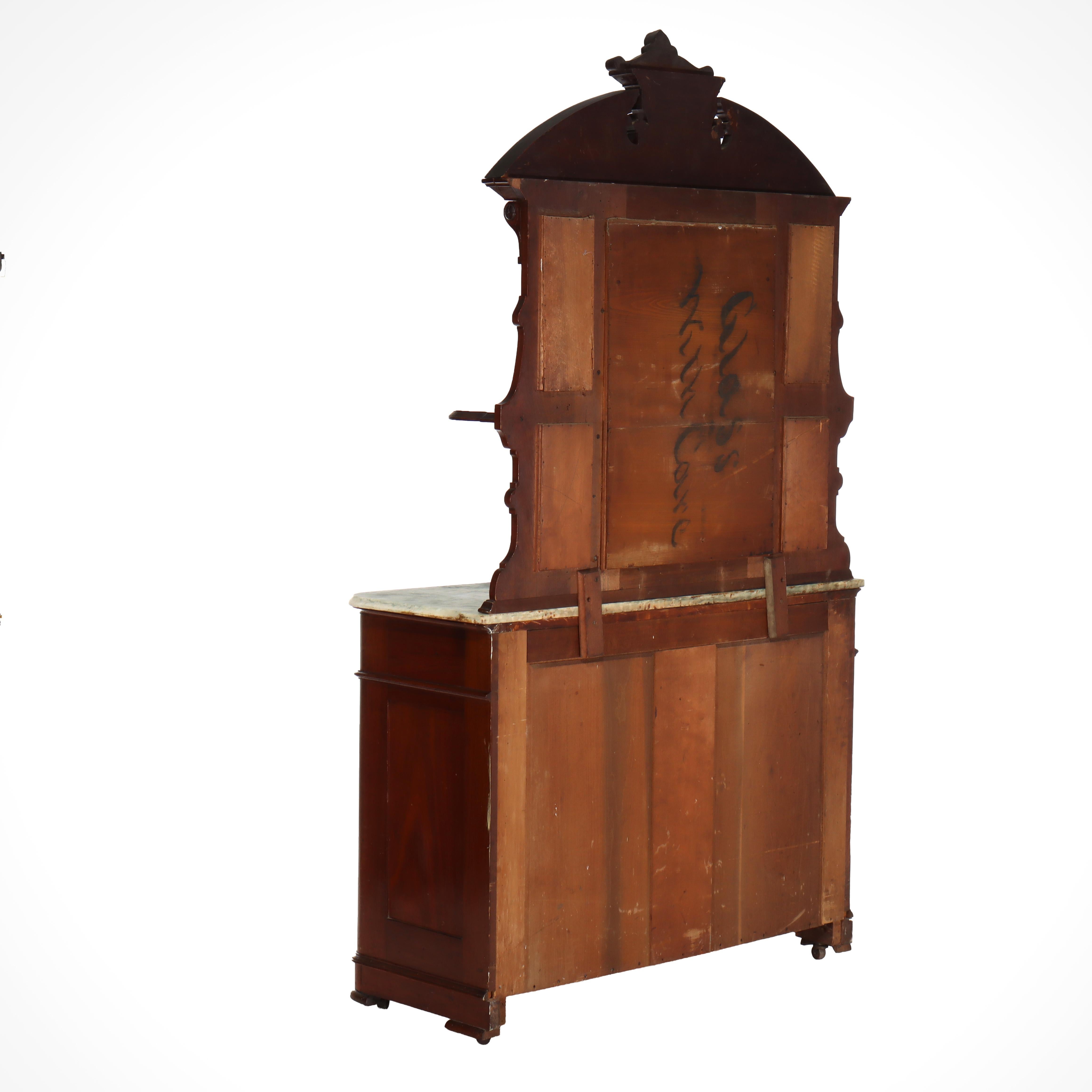 Large Antique Renaissance Revival Walnut, Burl & Marble Mirrored Sideboard c1890 For Sale 15