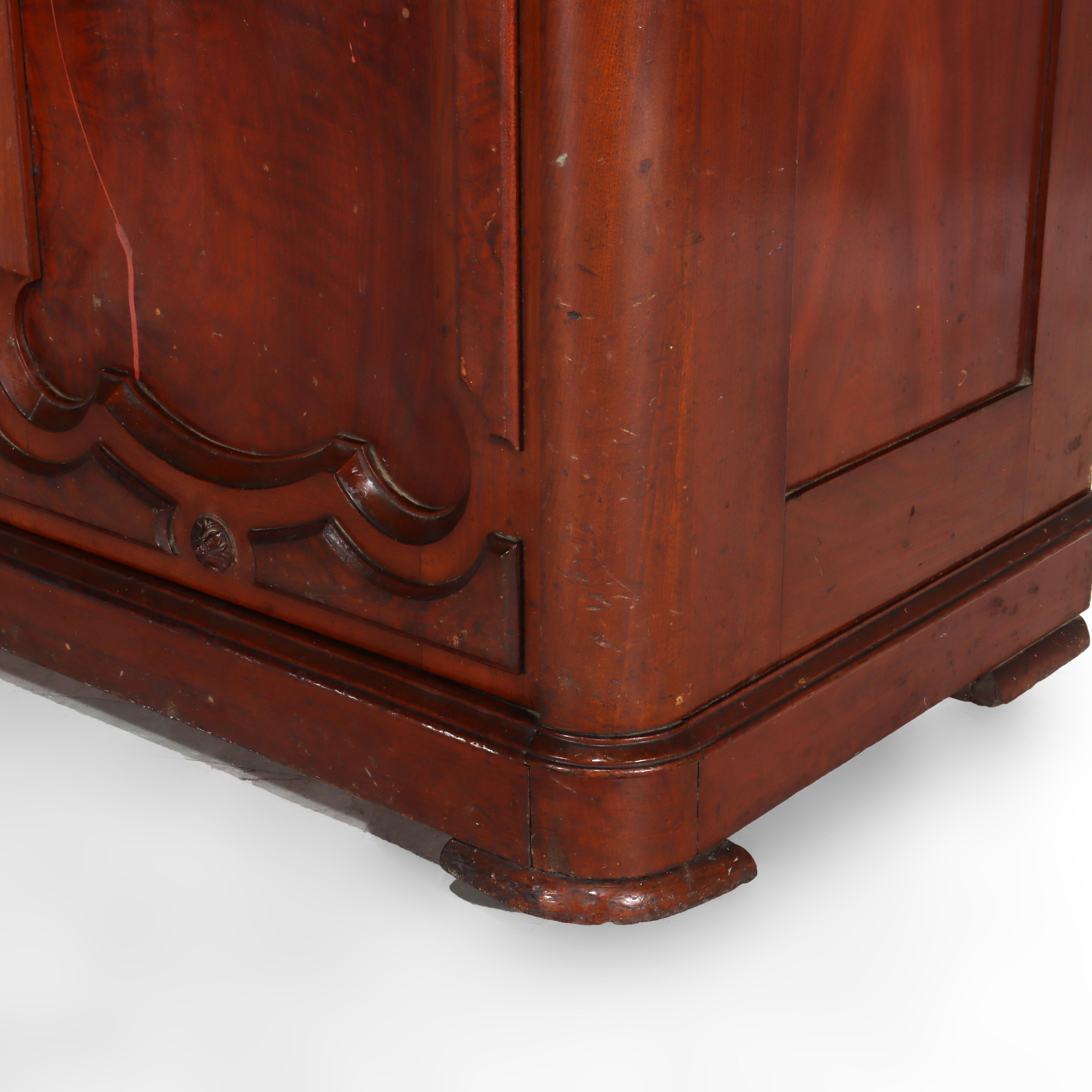 Large Antique Renaissance Revival Walnut, Burl & Marble Mirrored Sideboard c1890 In Good Condition For Sale In Big Flats, NY