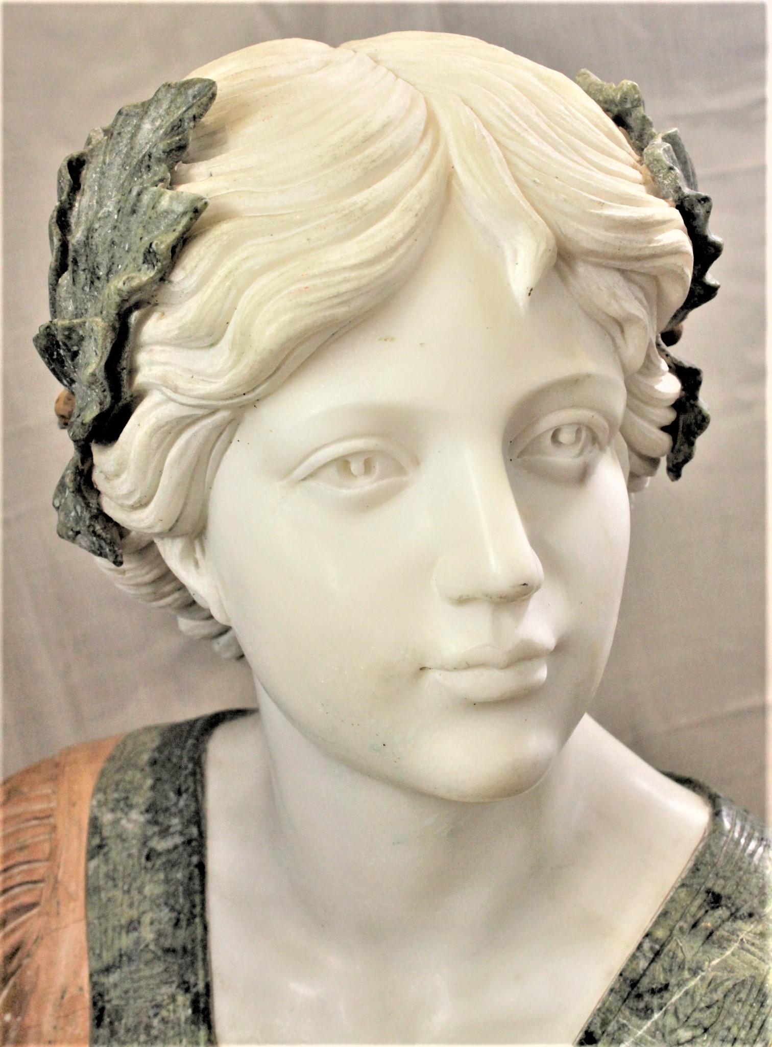 Large Antique Renaissance Styled Hand Carved Marble Female Sculpture or Bust 1